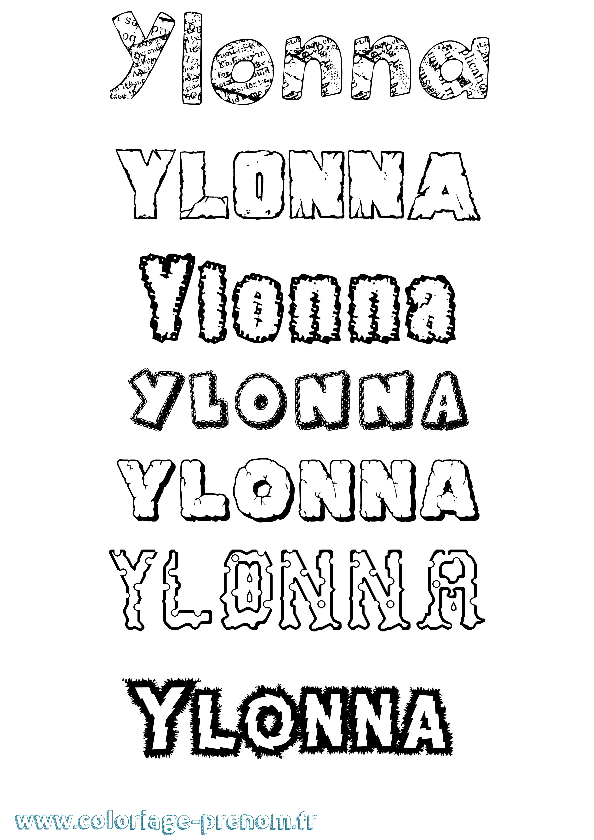 Coloriage Ylonna Destructuré Coloriage prénom Ylonna Destructuré