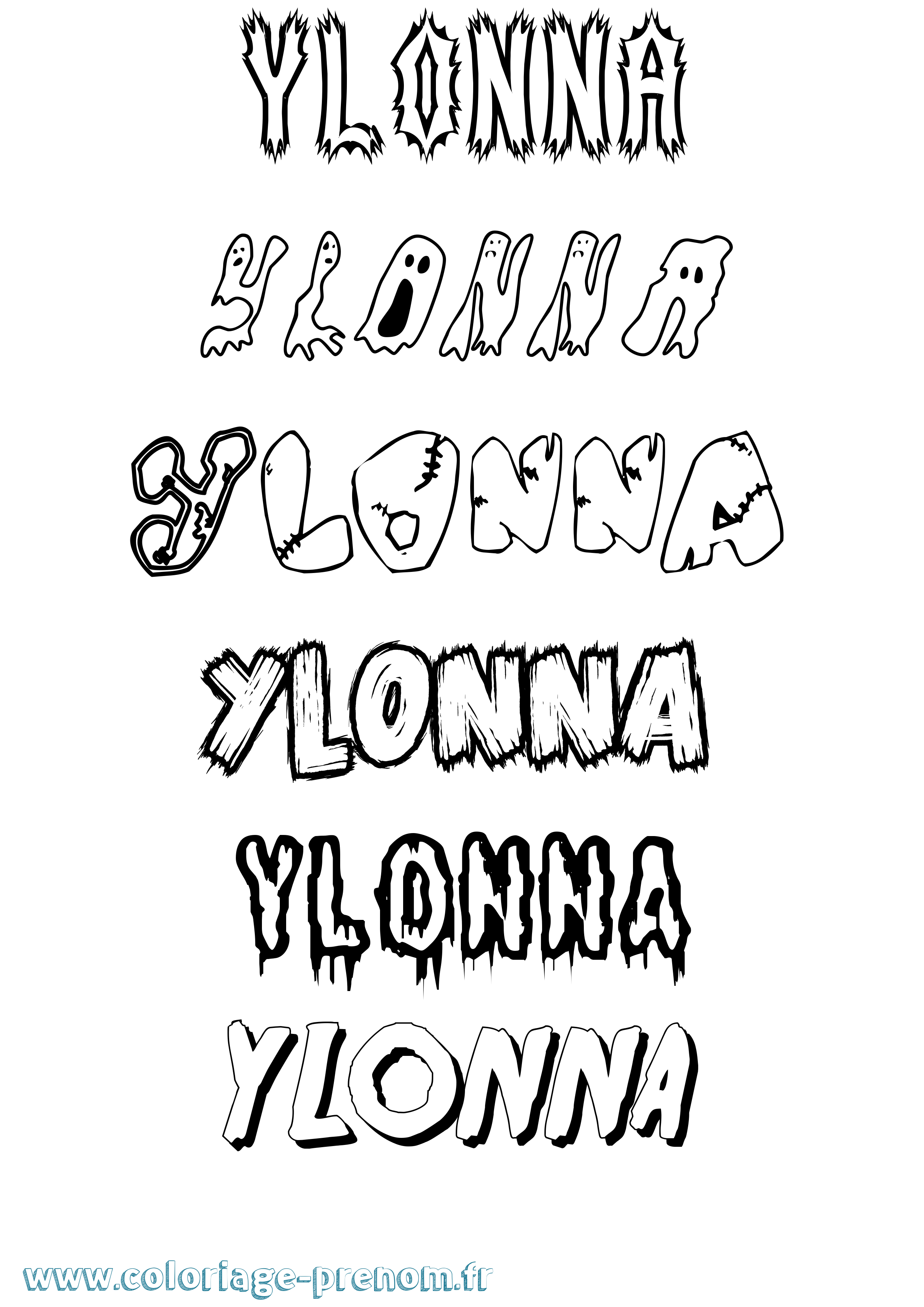 Coloriage Ylonna Frisson Coloriage prénom Ylonna Frisson