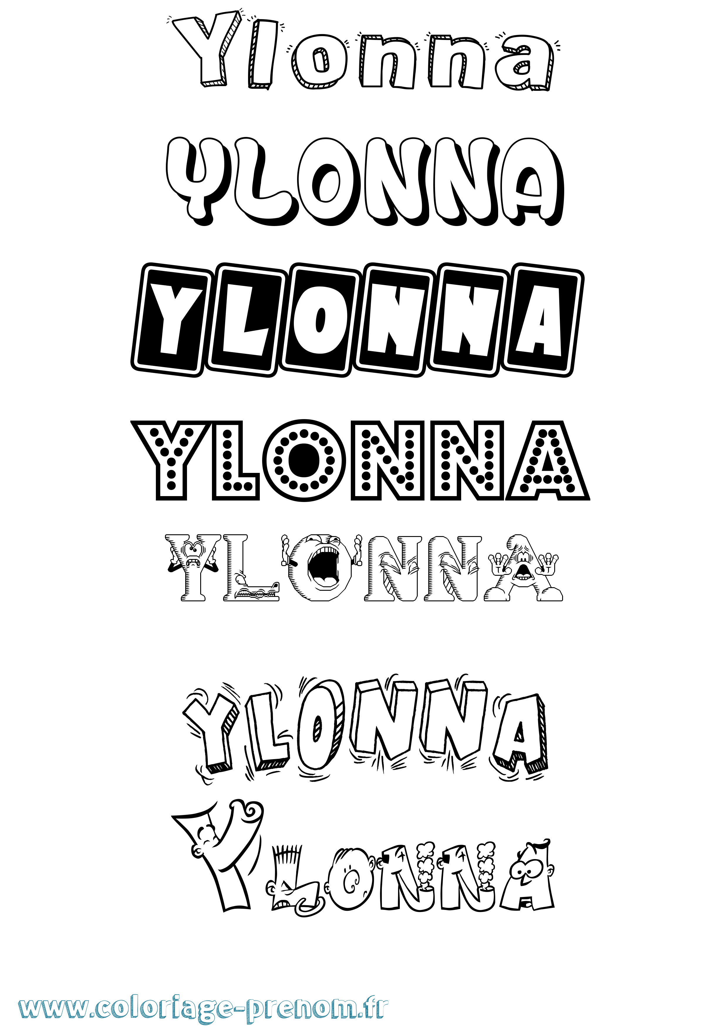 Coloriage Ylonna Fun Coloriage prénom Ylonna Fun