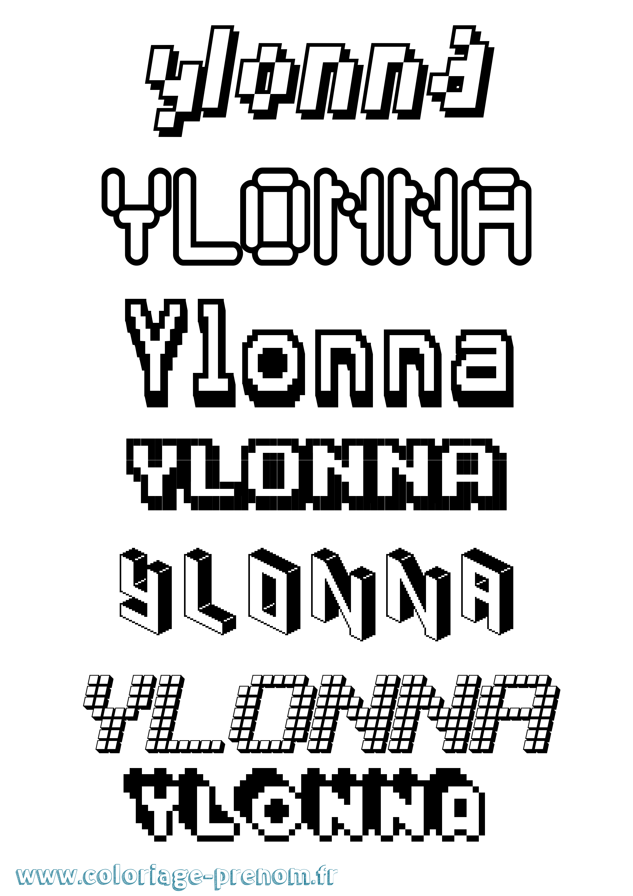 Coloriage Ylonna Pixel Coloriage prénom Ylonna Pixel