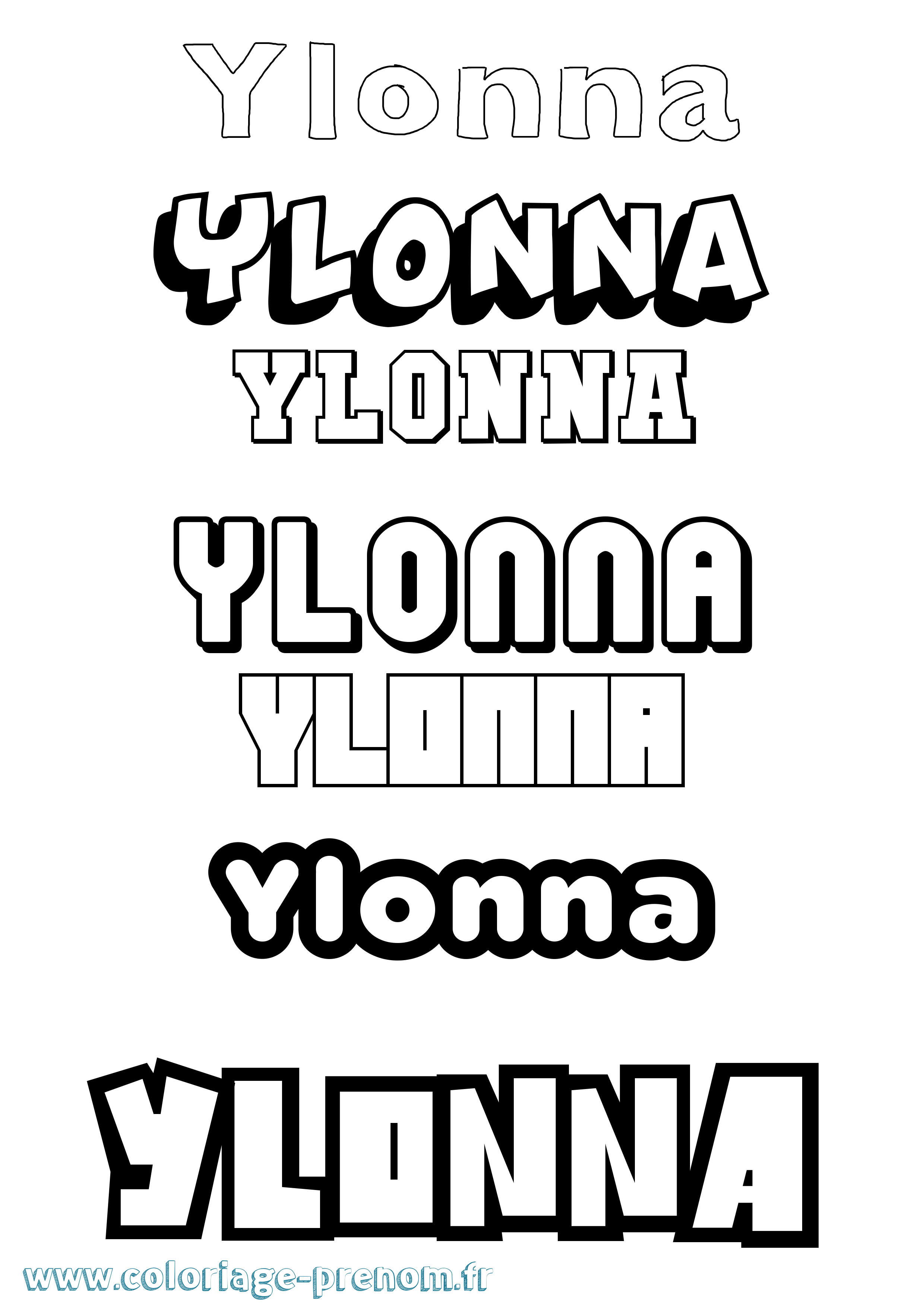 Coloriage Ylonna Simple Coloriage prénom Ylonna Simple