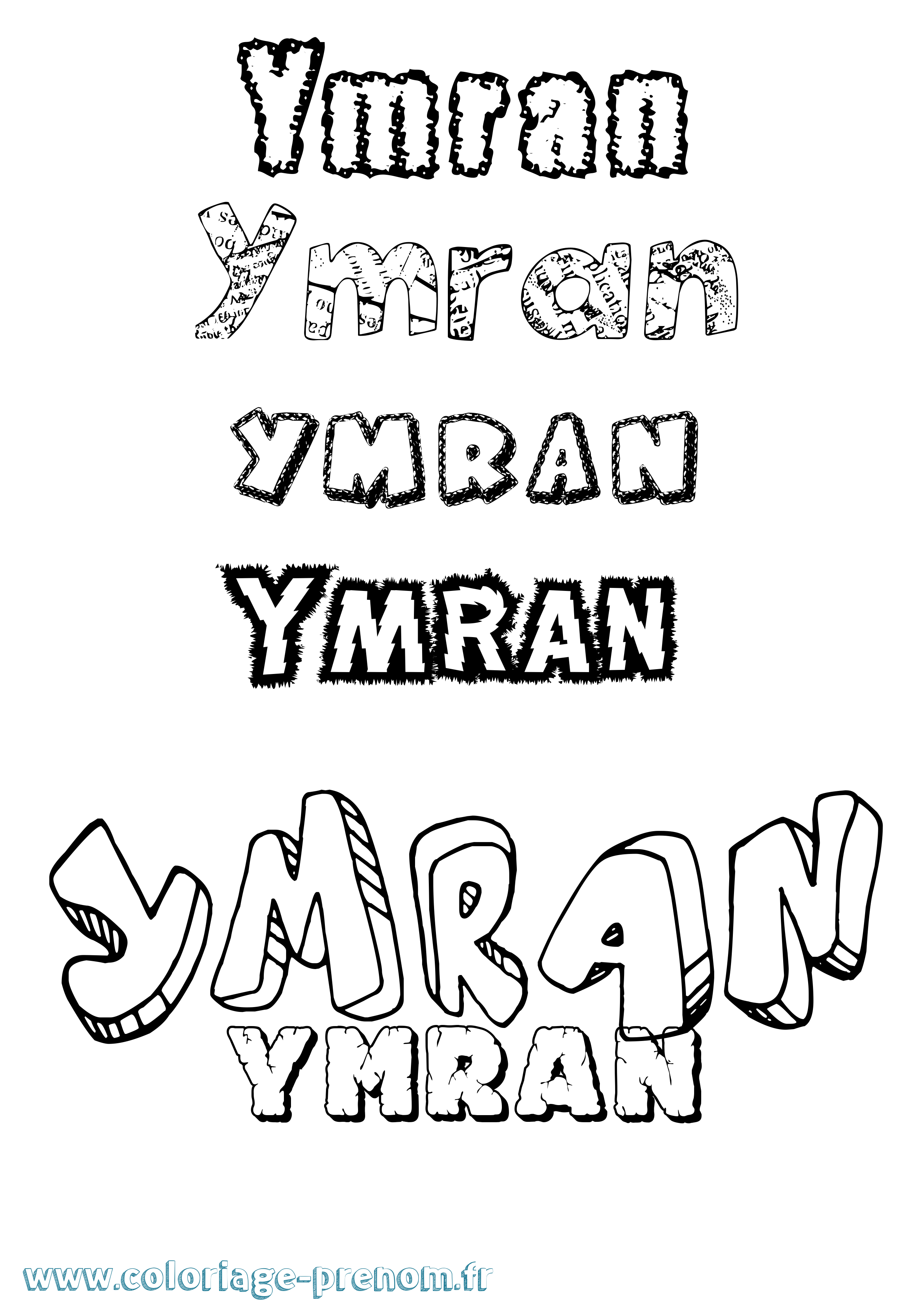 Coloriage Ymran Destructuré Coloriage prénom Ymran Destructuré