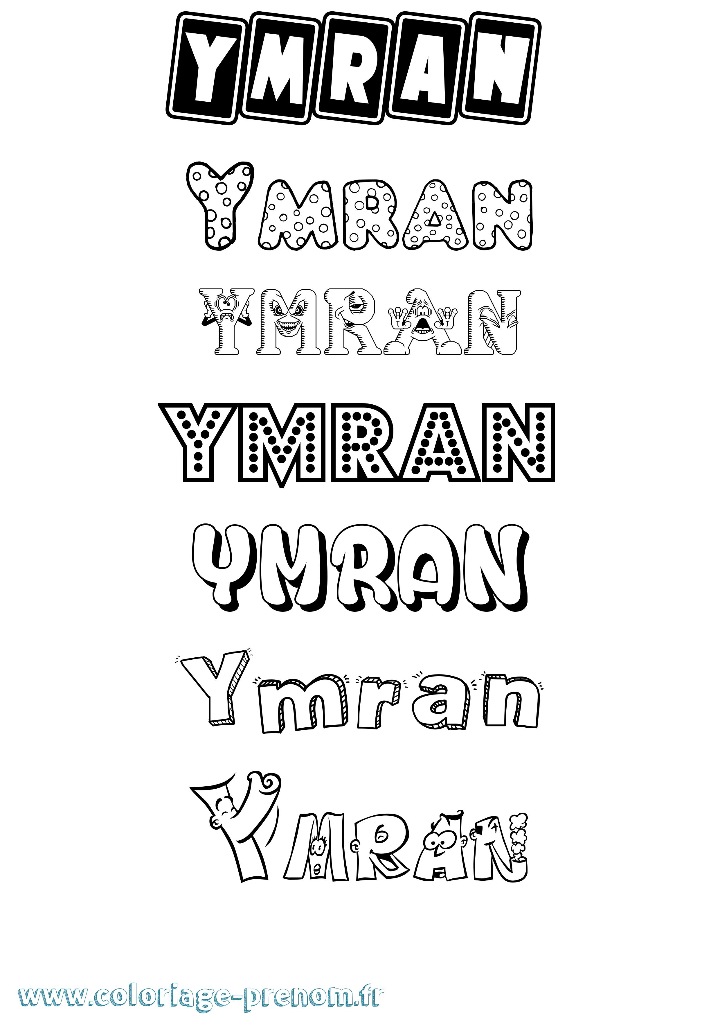 Coloriage Ymran Fun Coloriage prénom Ymran Fun