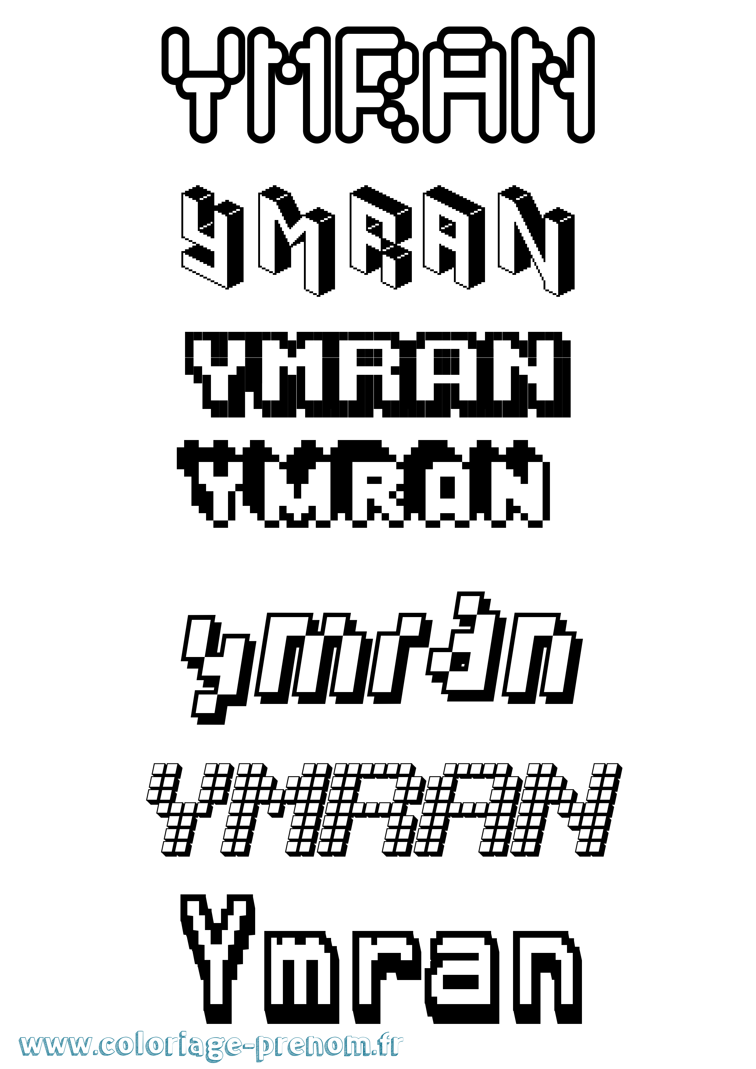 Coloriage Ymran Pixel Coloriage prénom Ymran Pixel