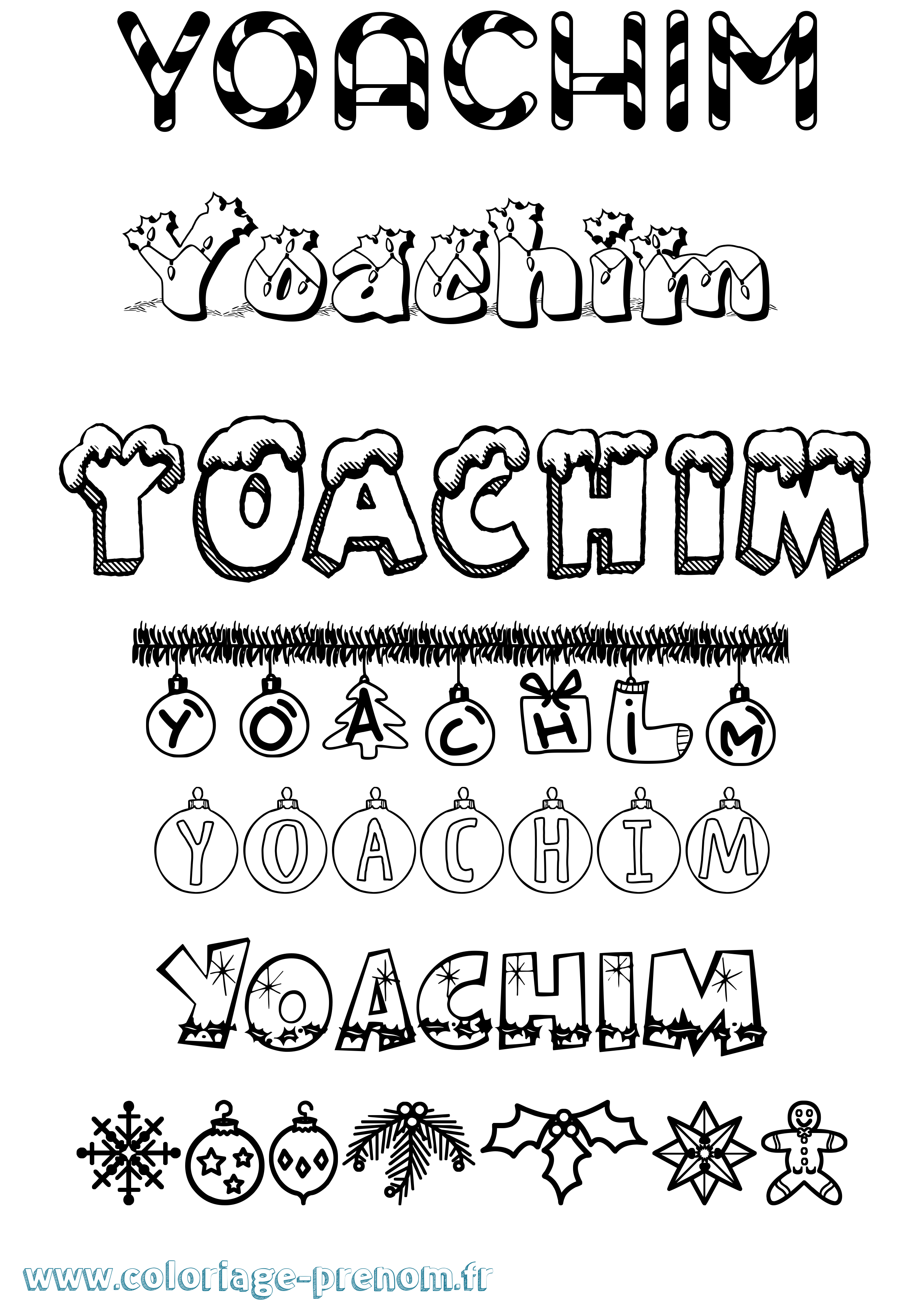 Coloriage Yoachim Noël Coloriage prénom Yoachim Noël