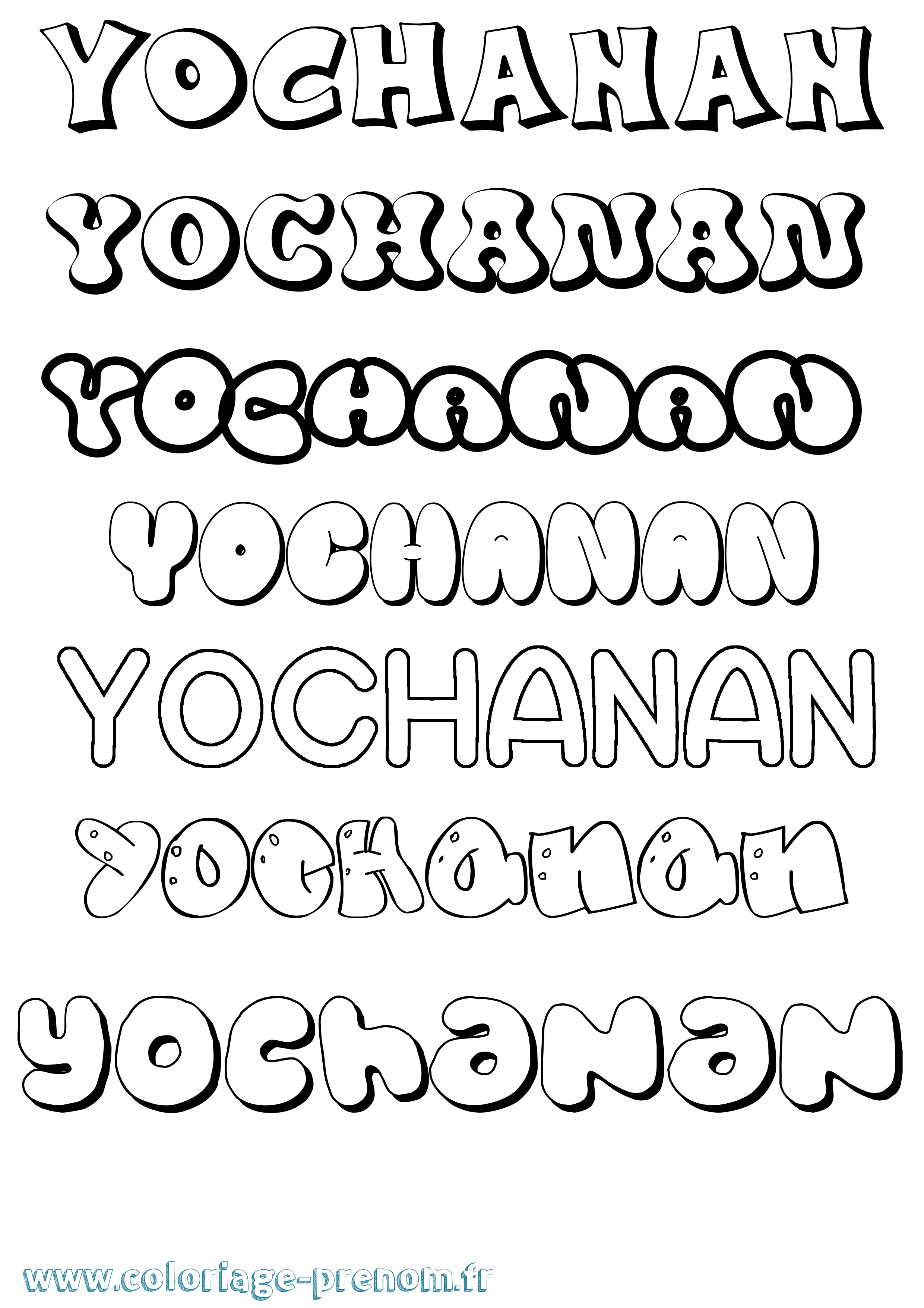 Coloriage Yochanan Bubble Coloriage prénom Yochanan Bubble