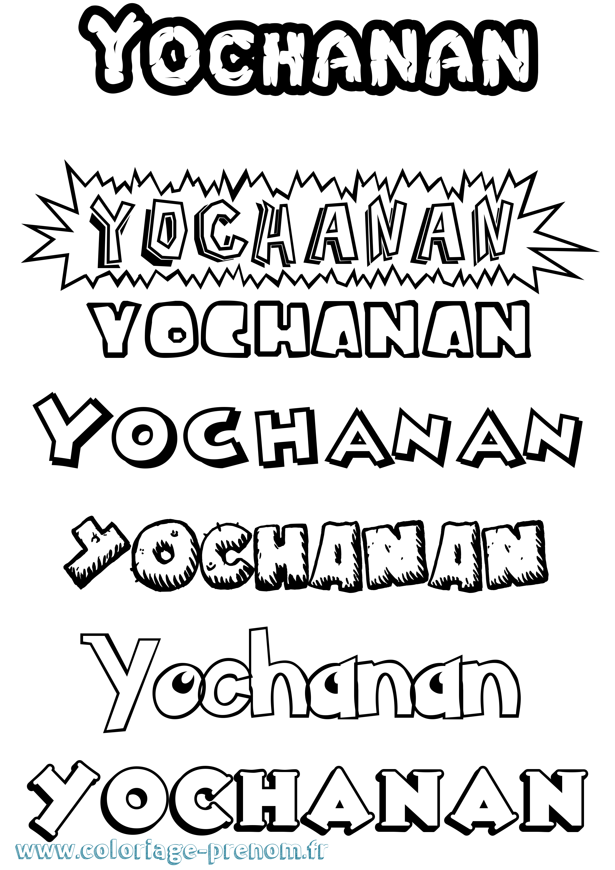 Coloriage Yochanan Dessin Animé Coloriage prénom Yochanan Dessin Animé