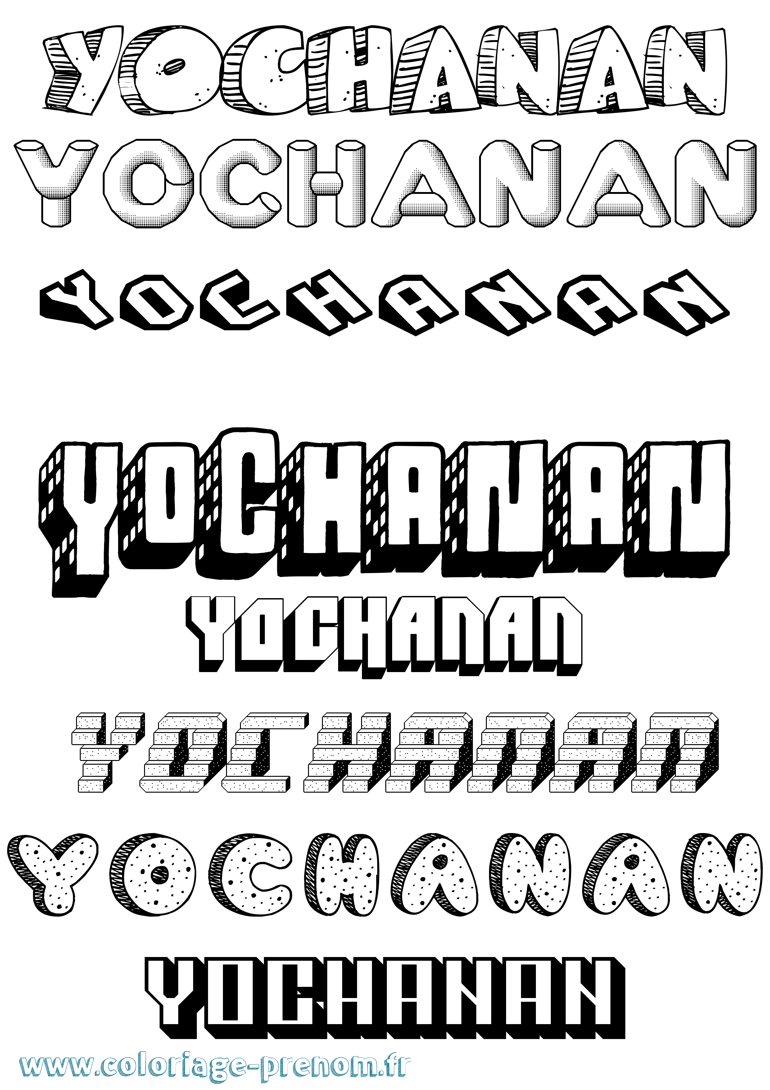 Coloriage Yochanan Effet 3D Coloriage prénom Yochanan Effet 3D