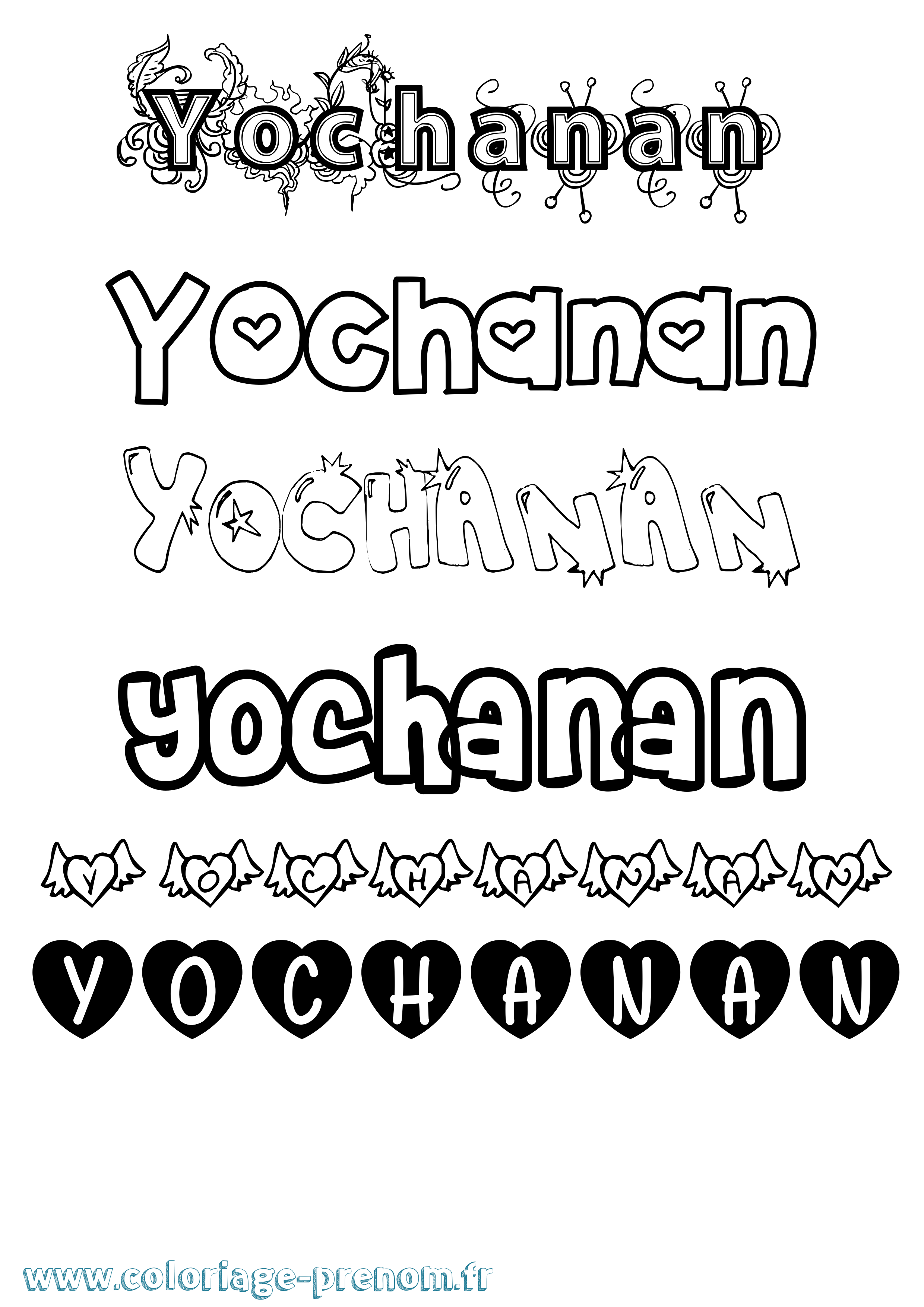 Coloriage Yochanan Girly Coloriage prénom Yochanan Girly