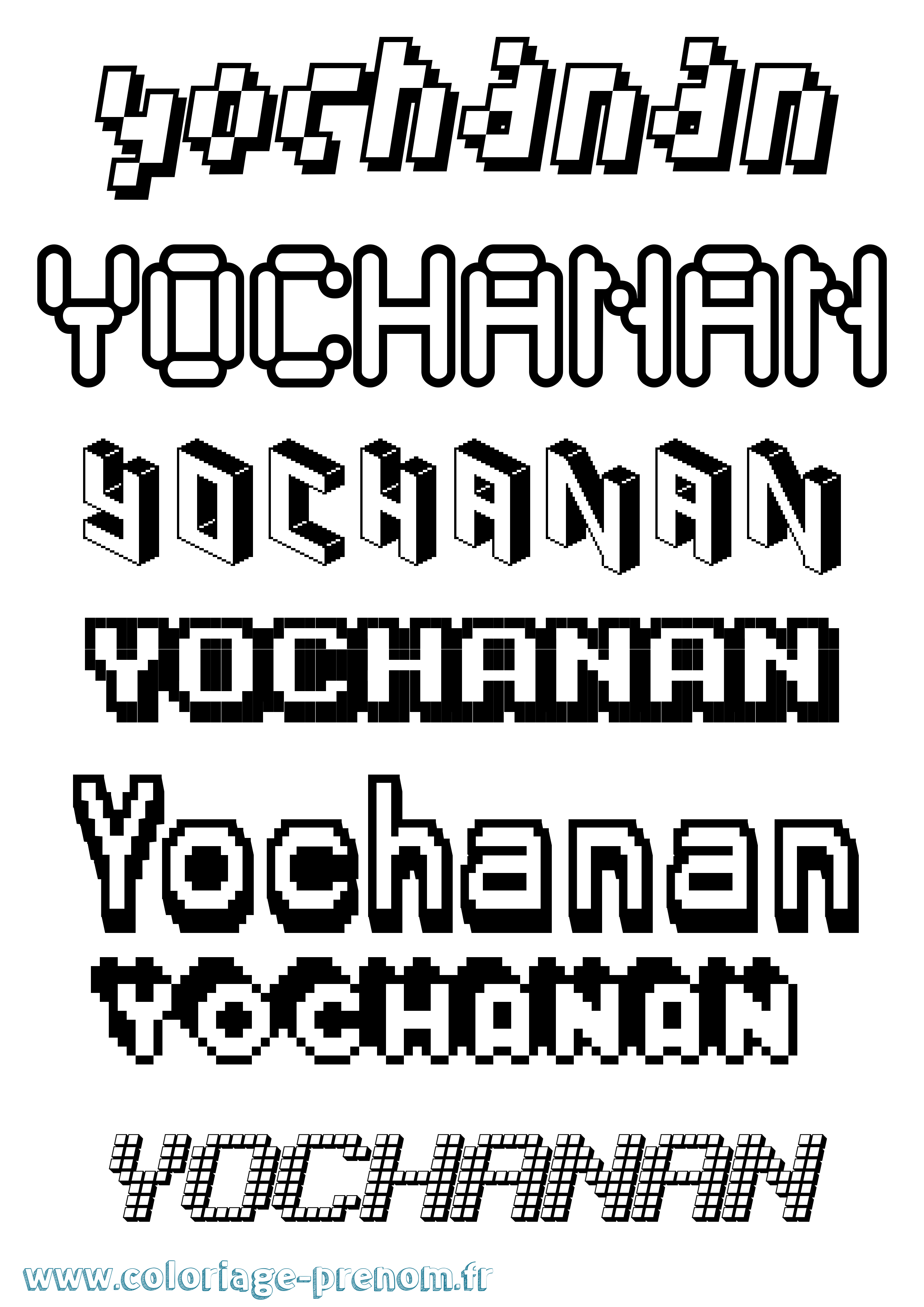 Coloriage Yochanan Pixel Coloriage prénom Yochanan Pixel
