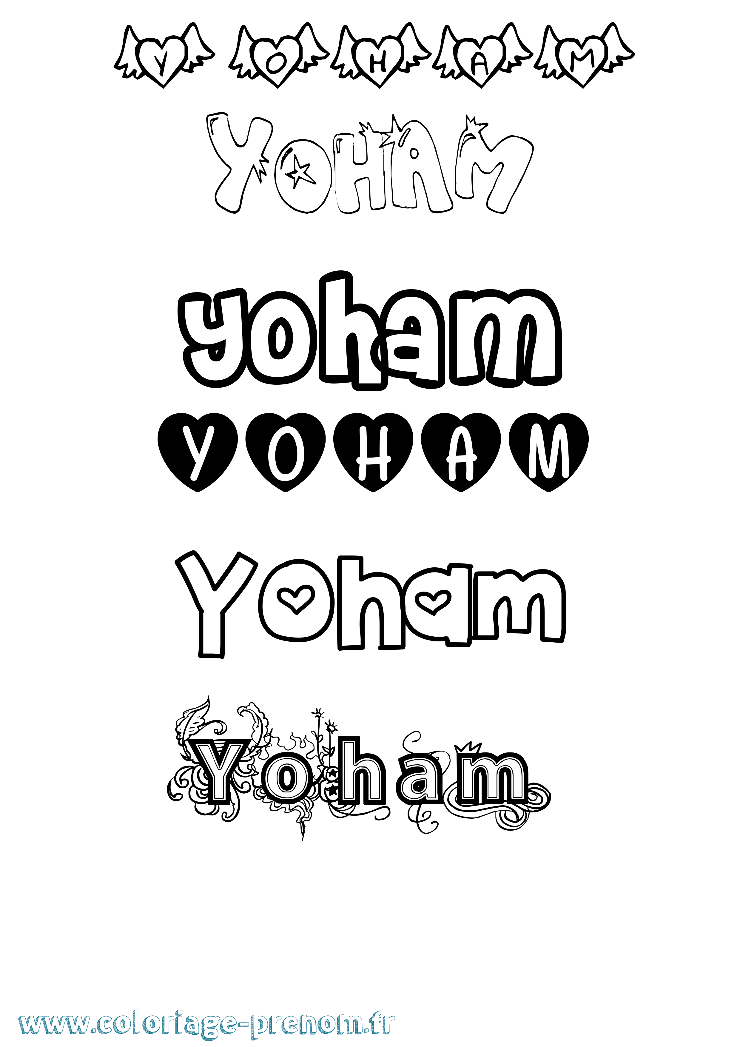 Coloriage Yoham Girly Coloriage prénom Yoham Girly