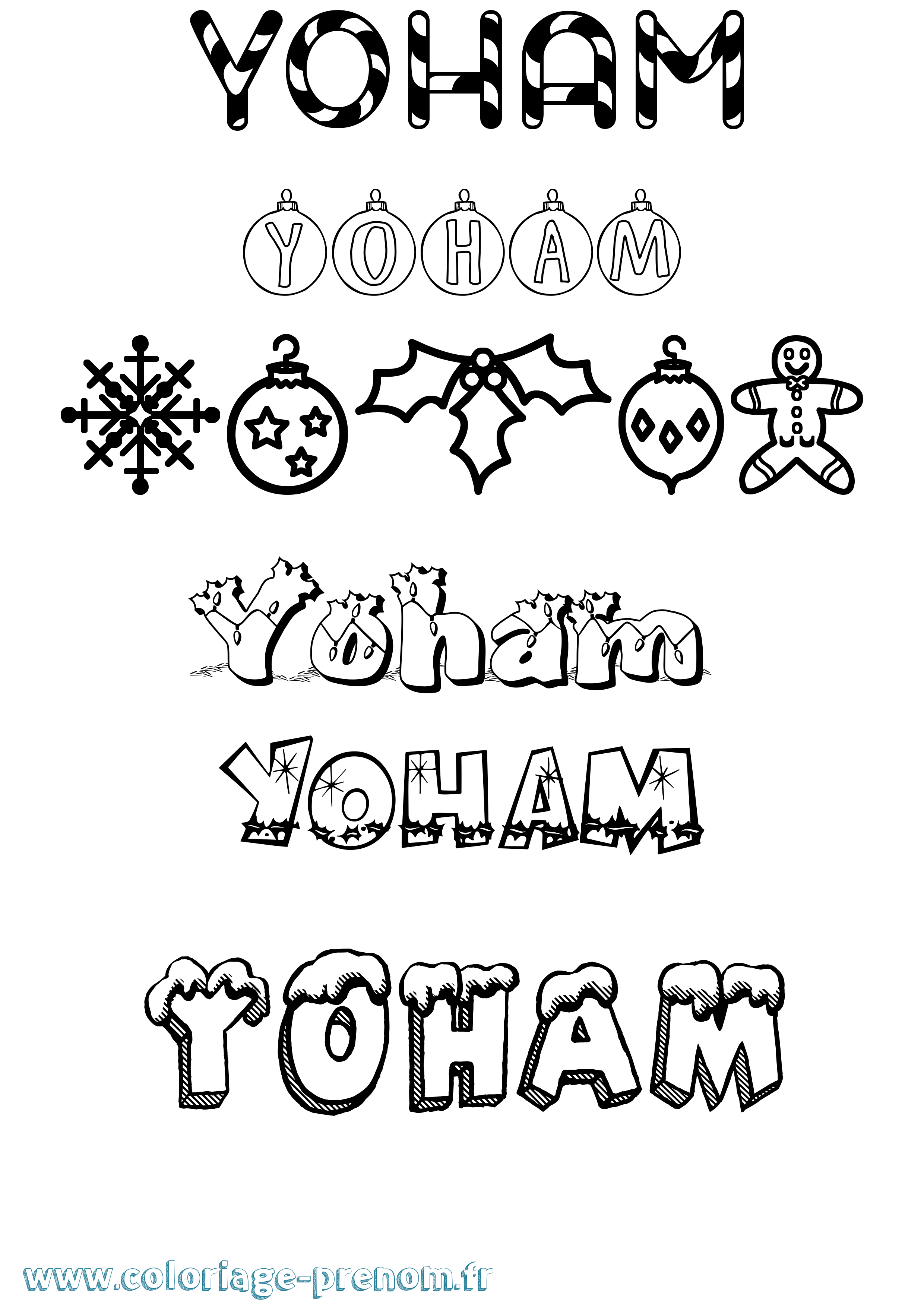 Coloriage Yoham Noël Coloriage prénom Yoham Noël