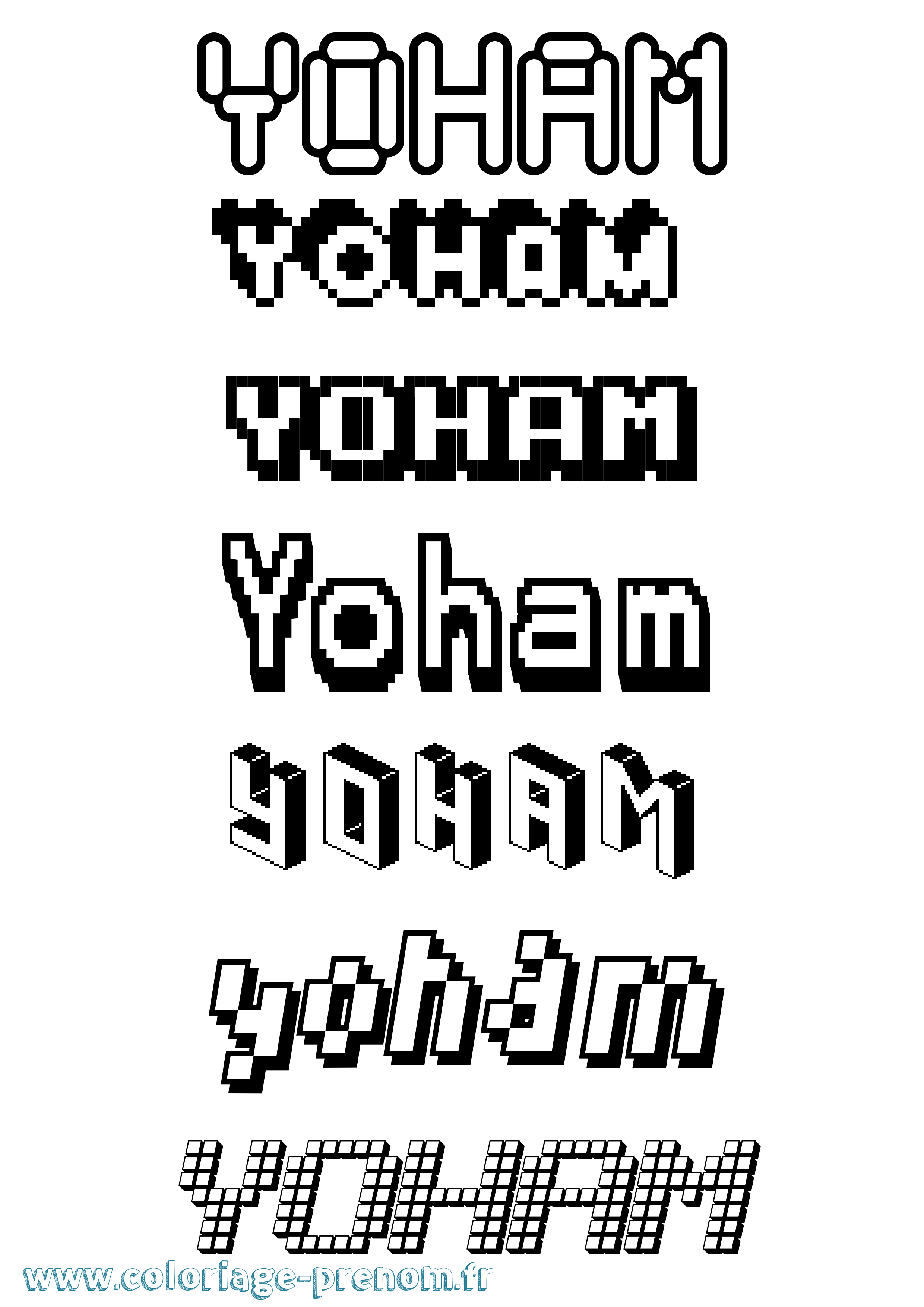 Coloriage Yoham Pixel Coloriage prénom Yoham Pixel