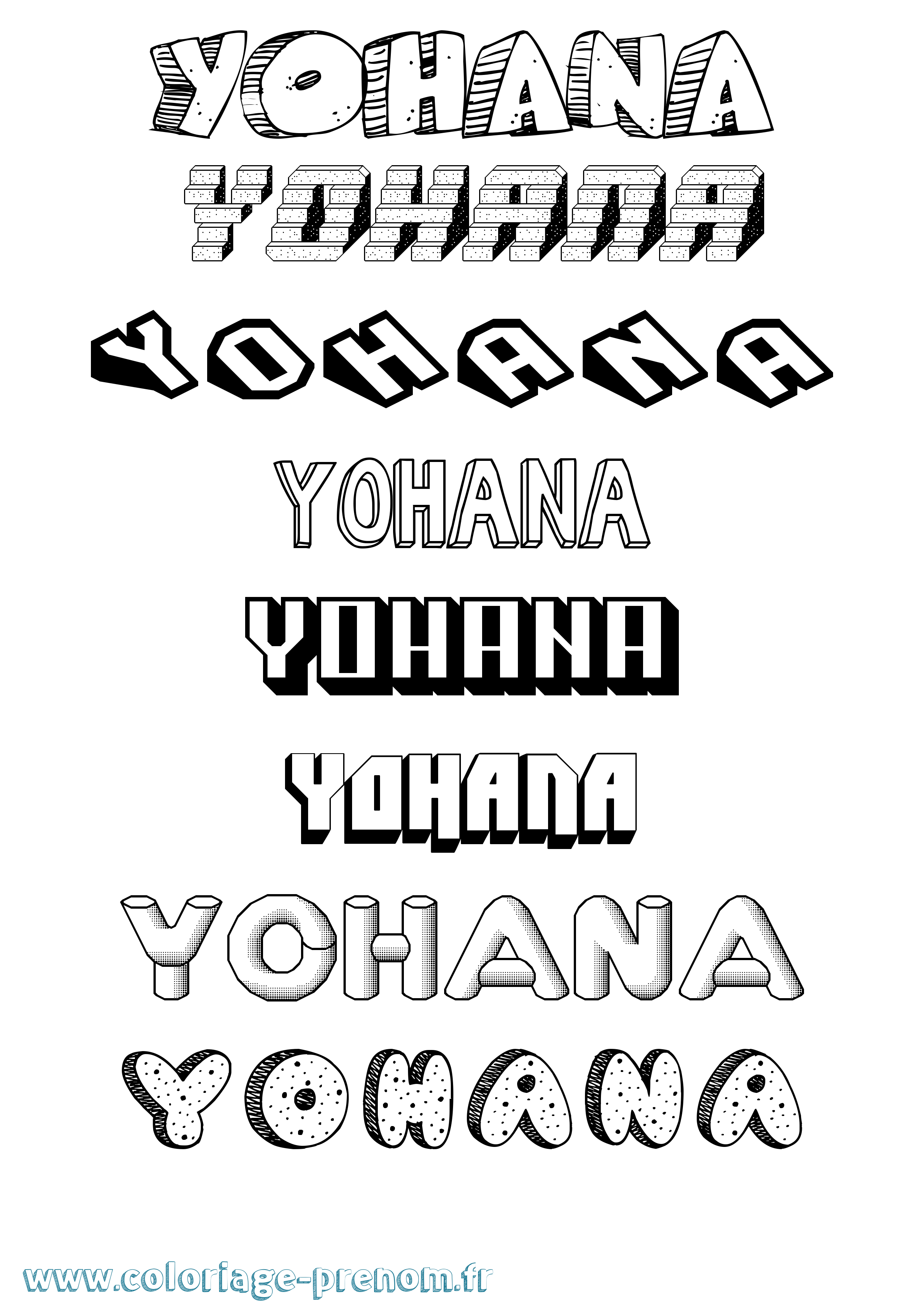 Coloriage Yohana Effet 3D Coloriage prénom Yohana Effet 3D