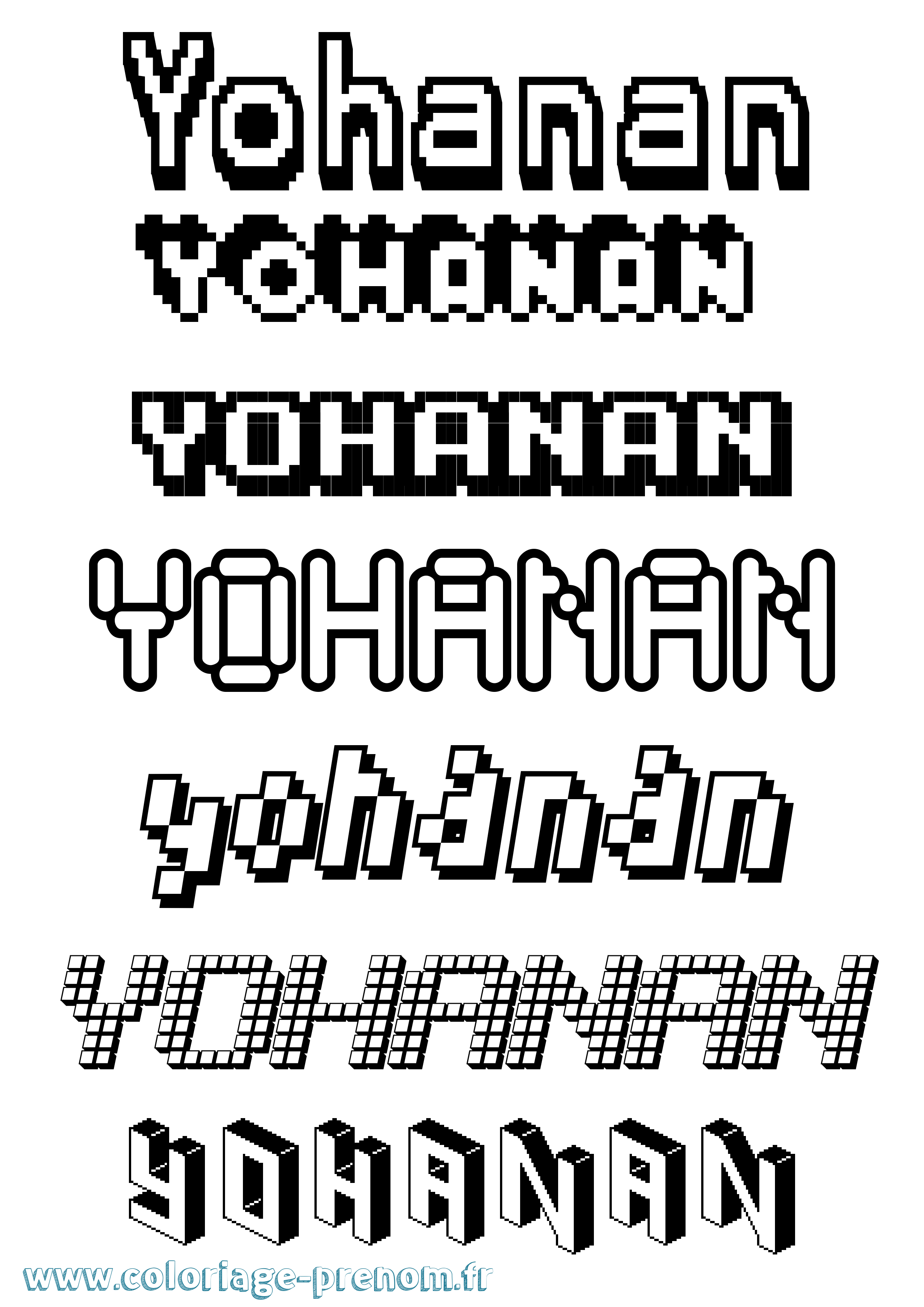Coloriage Yohanan Pixel Coloriage prénom Yohanan Pixel
