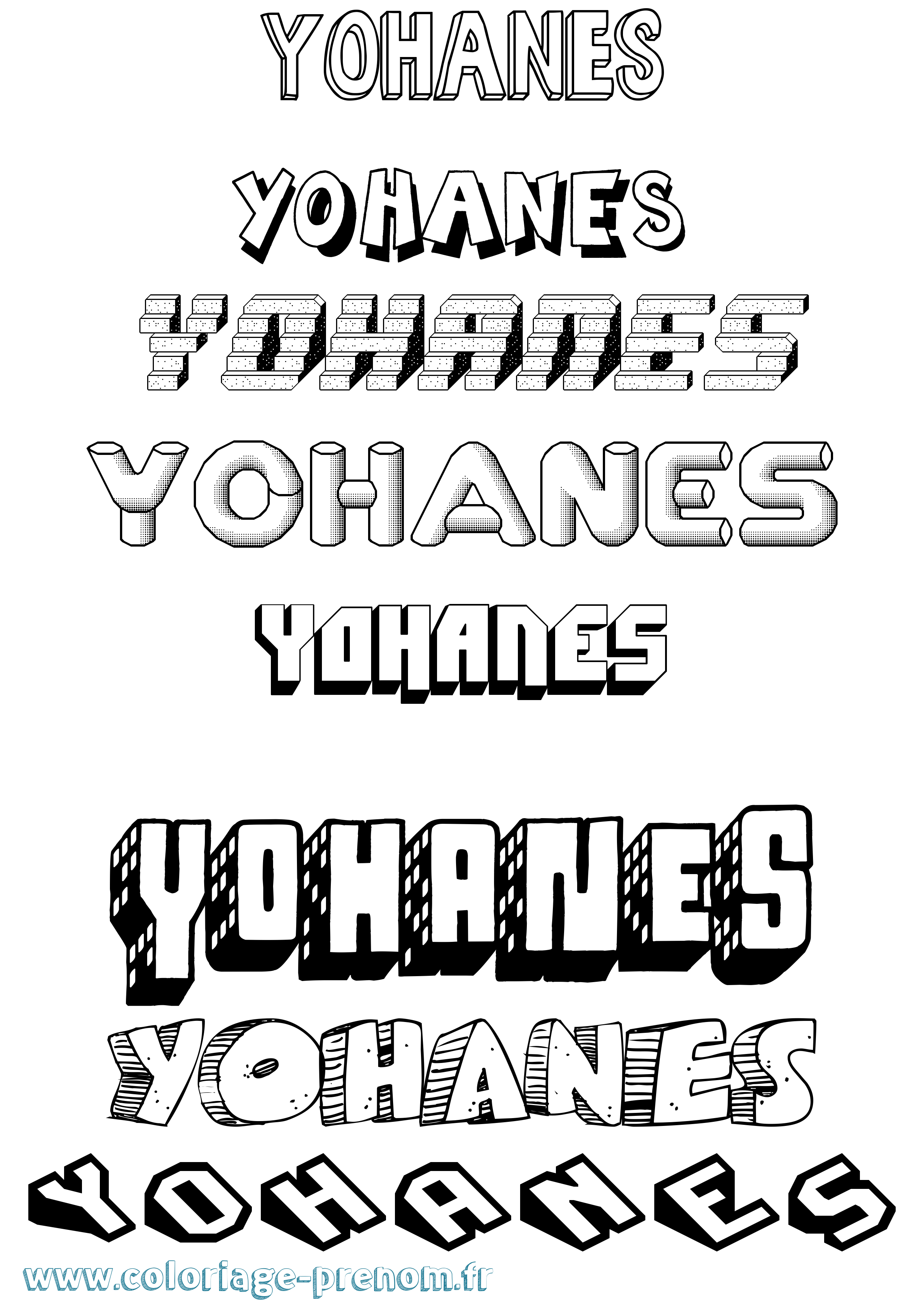 Coloriage Yohanes Effet 3D Coloriage prénom Yohanes Effet 3D