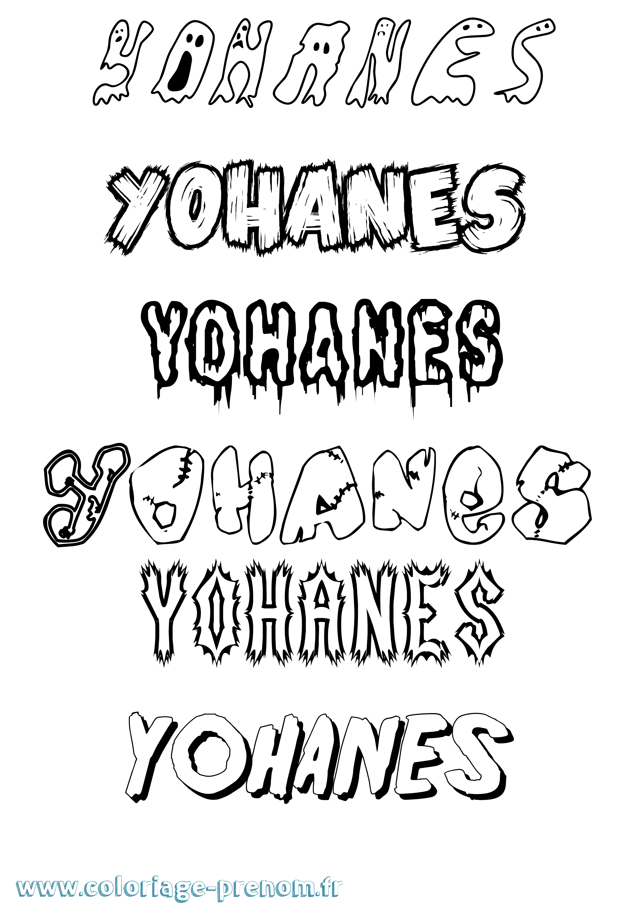 Coloriage Yohanes Frisson Coloriage prénom Yohanes Frisson
