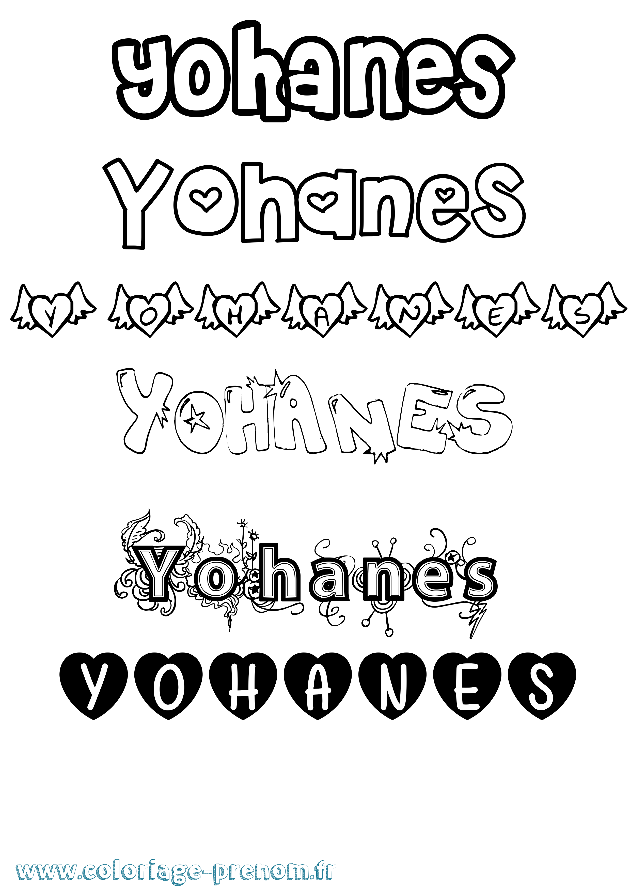 Coloriage Yohanes Girly Coloriage prénom Yohanes Girly
