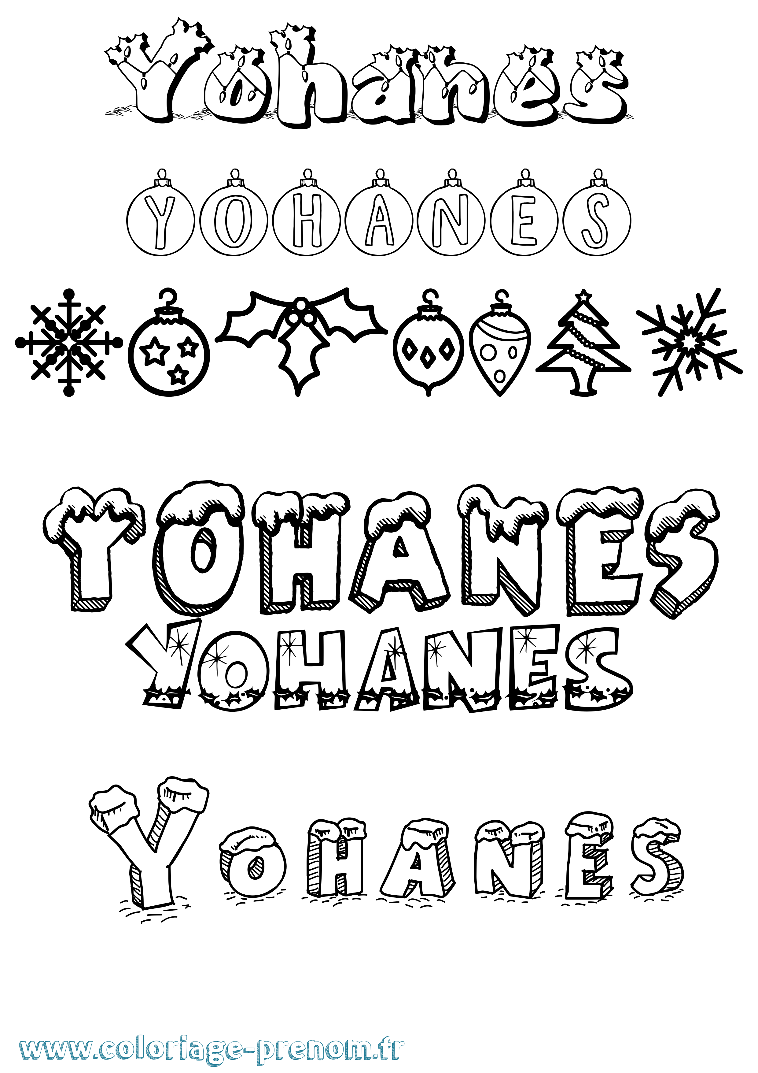 Coloriage Yohanes Noël Coloriage prénom Yohanes Noël