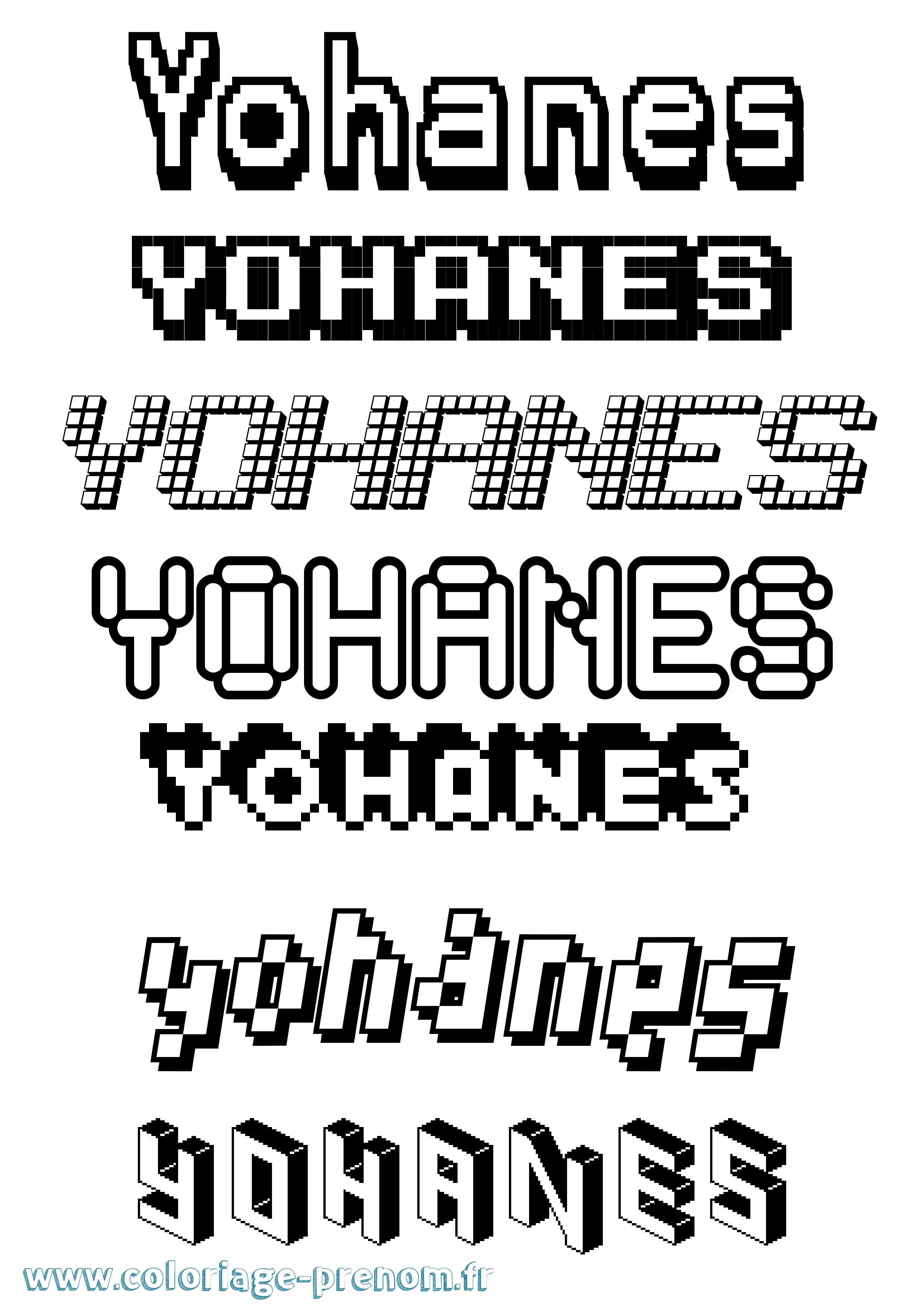 Coloriage Yohanes Pixel Coloriage prénom Yohanes Pixel