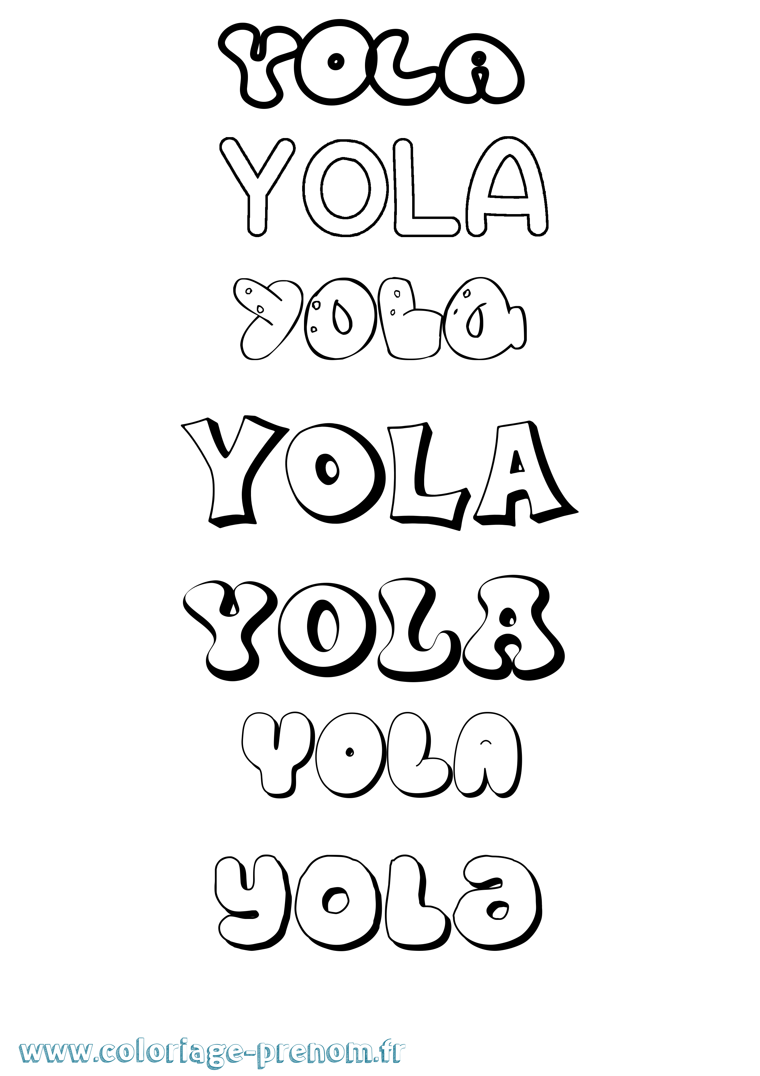 Coloriage Yola Bubble Coloriage prénom Yola Bubble