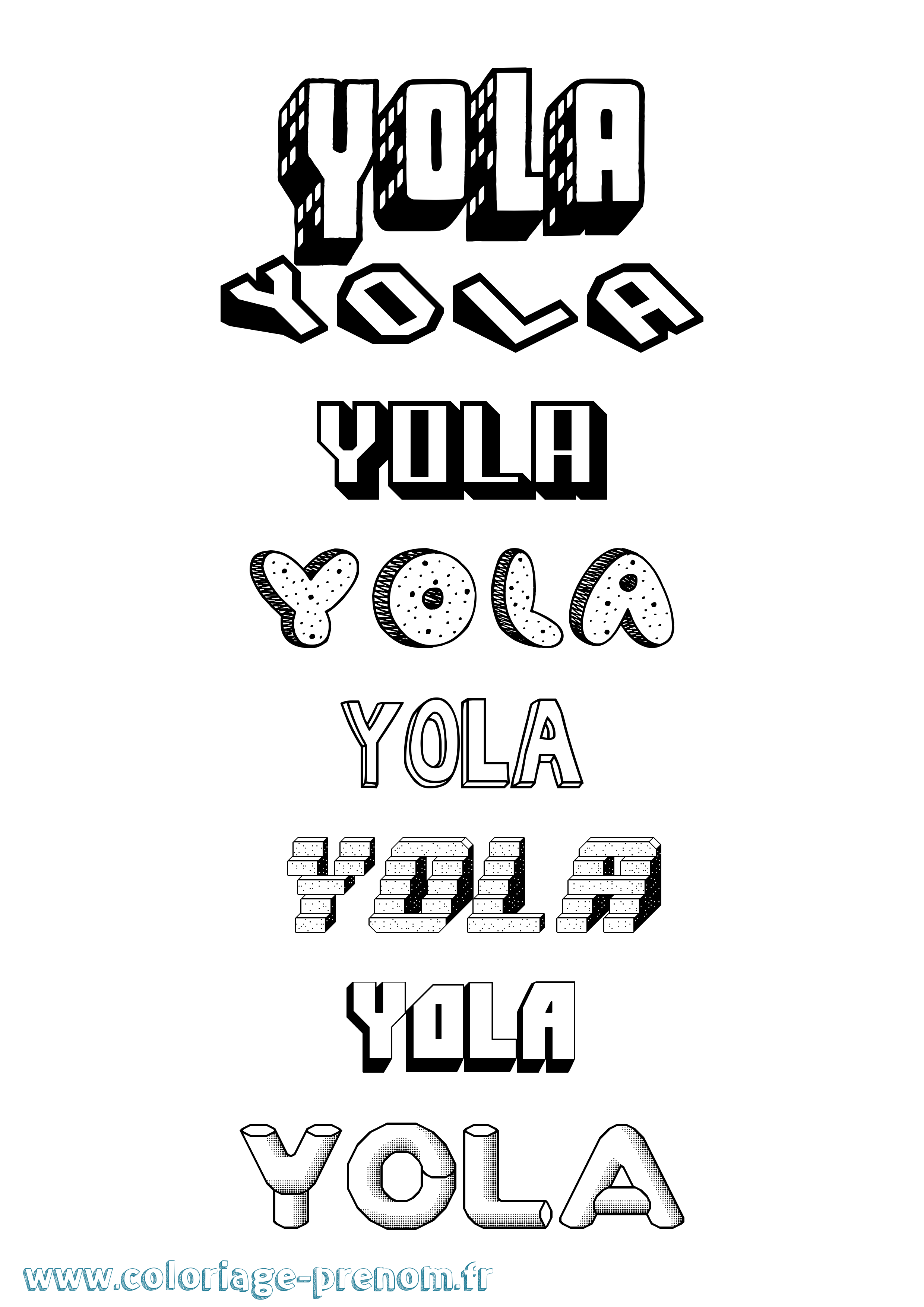 Coloriage Yola Effet 3D Coloriage prénom Yola Effet 3D