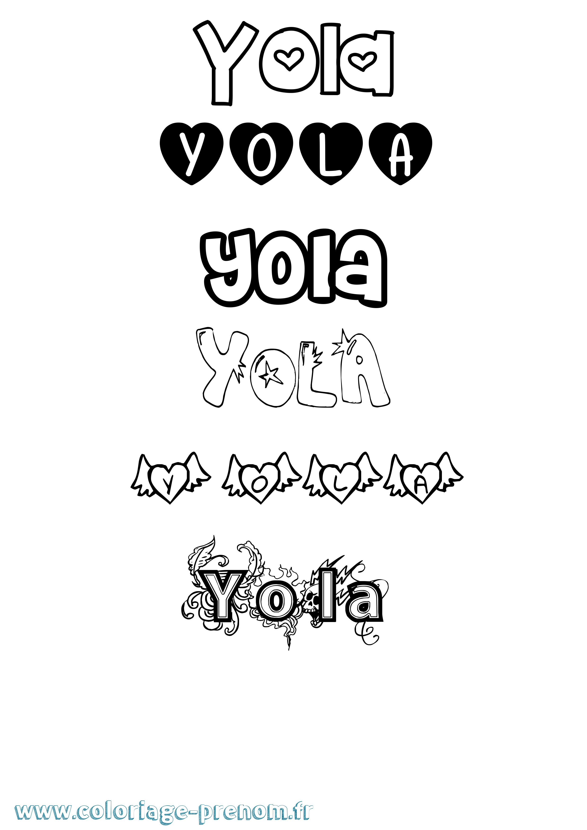 Coloriage Yola Girly Coloriage prénom Yola Girly
