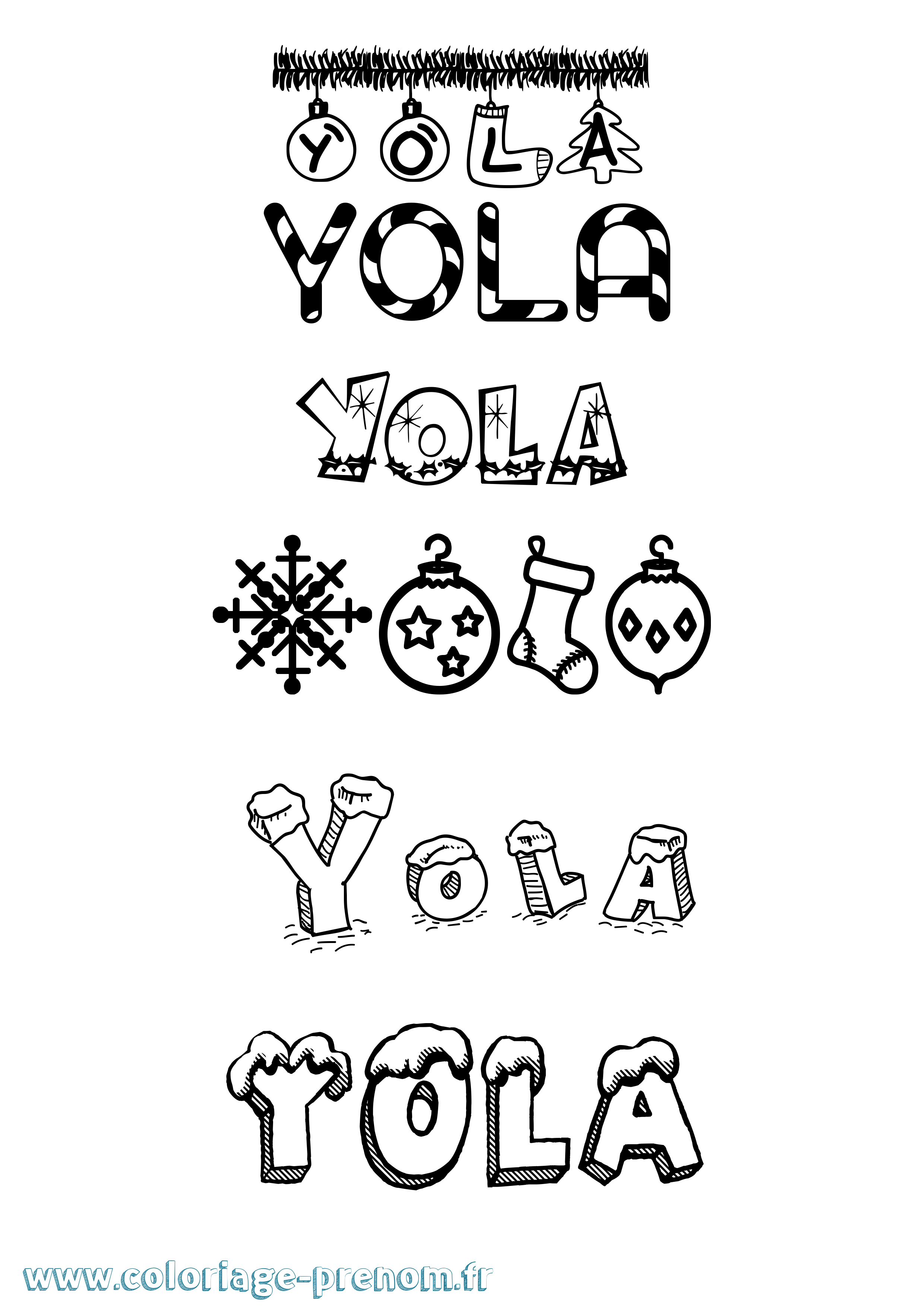 Coloriage Yola Noël Coloriage prénom Yola Noël