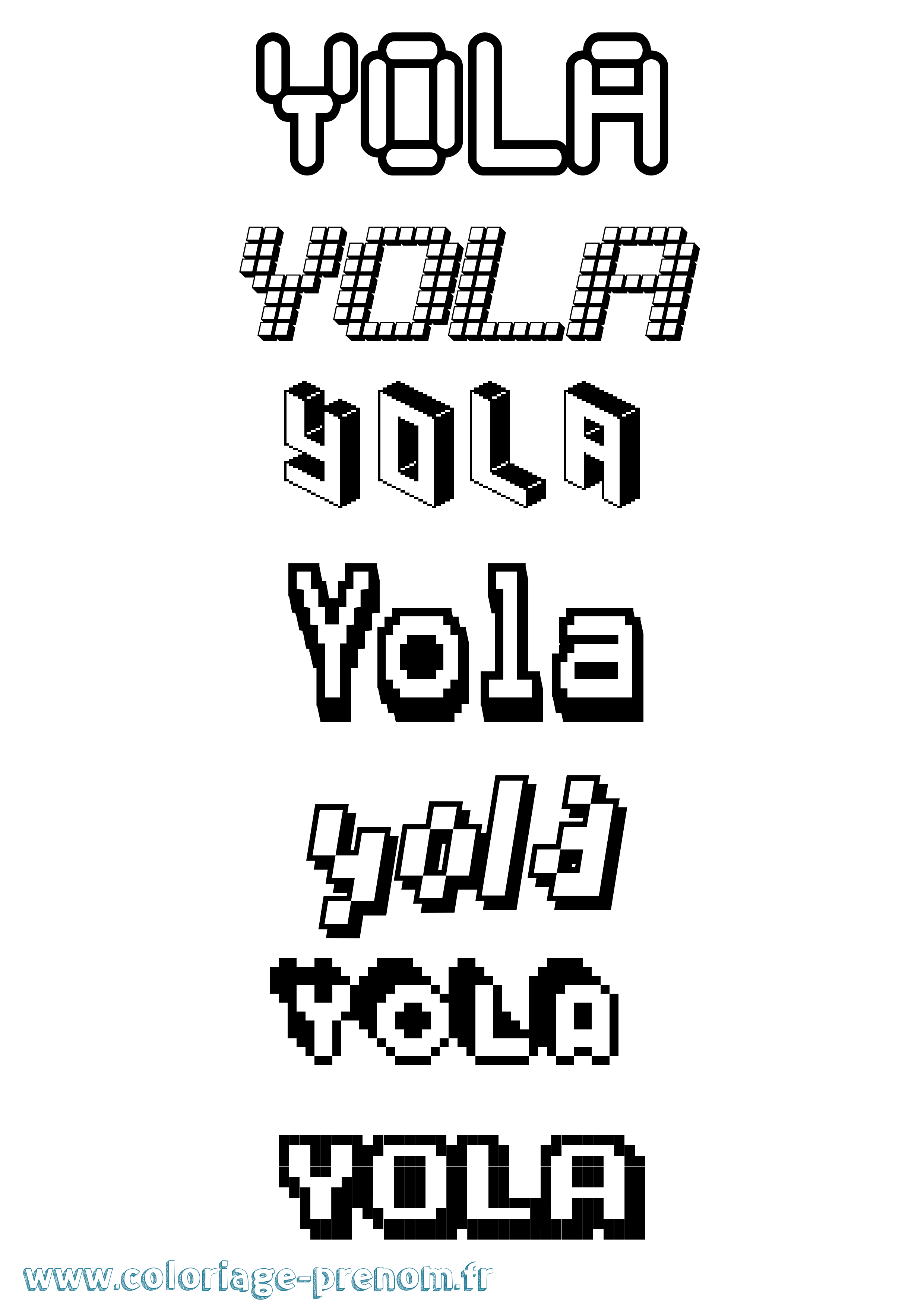 Coloriage Yola Pixel Coloriage prénom Yola Pixel