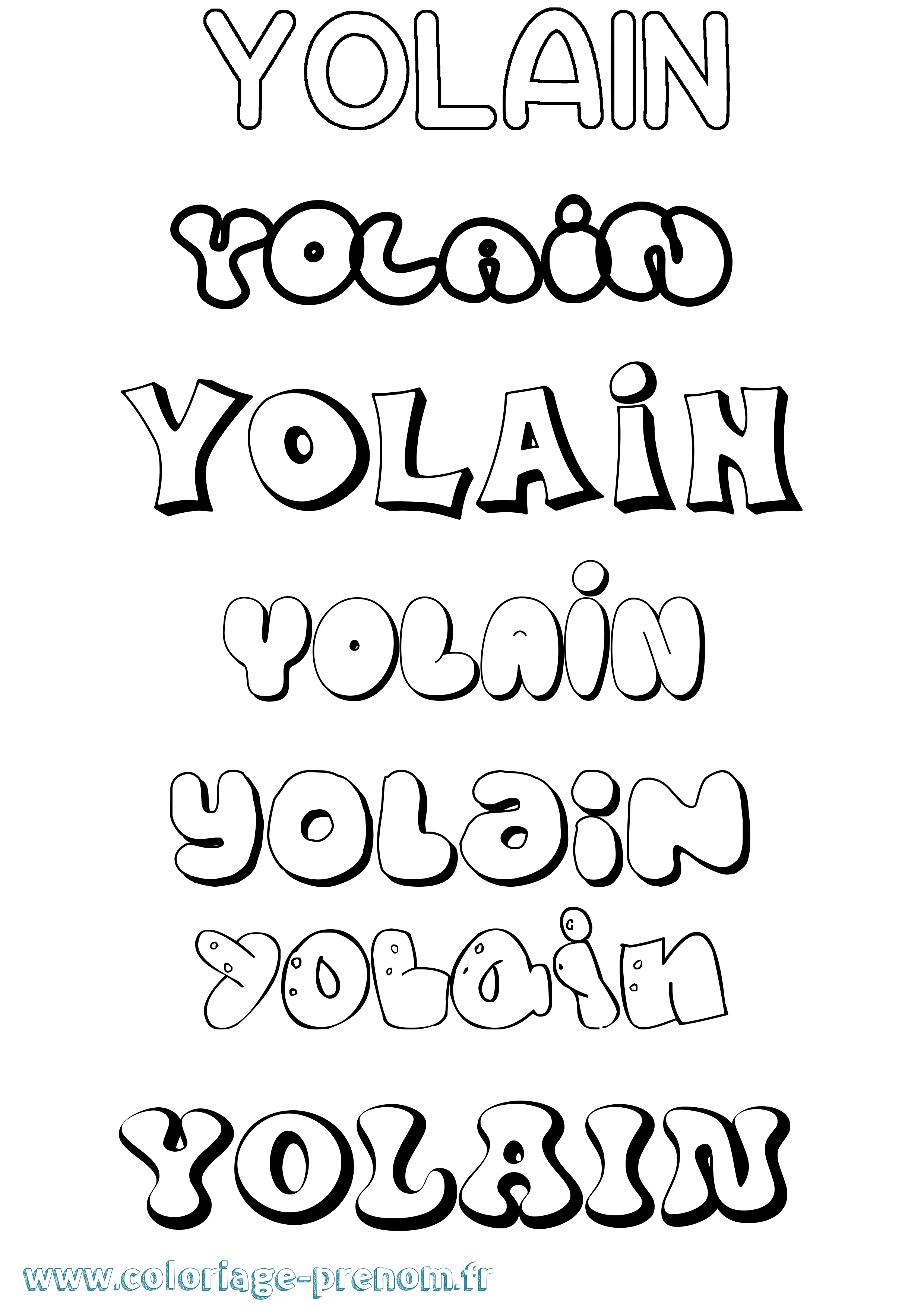 Coloriage Yolain Bubble Coloriage prénom Yolain Bubble