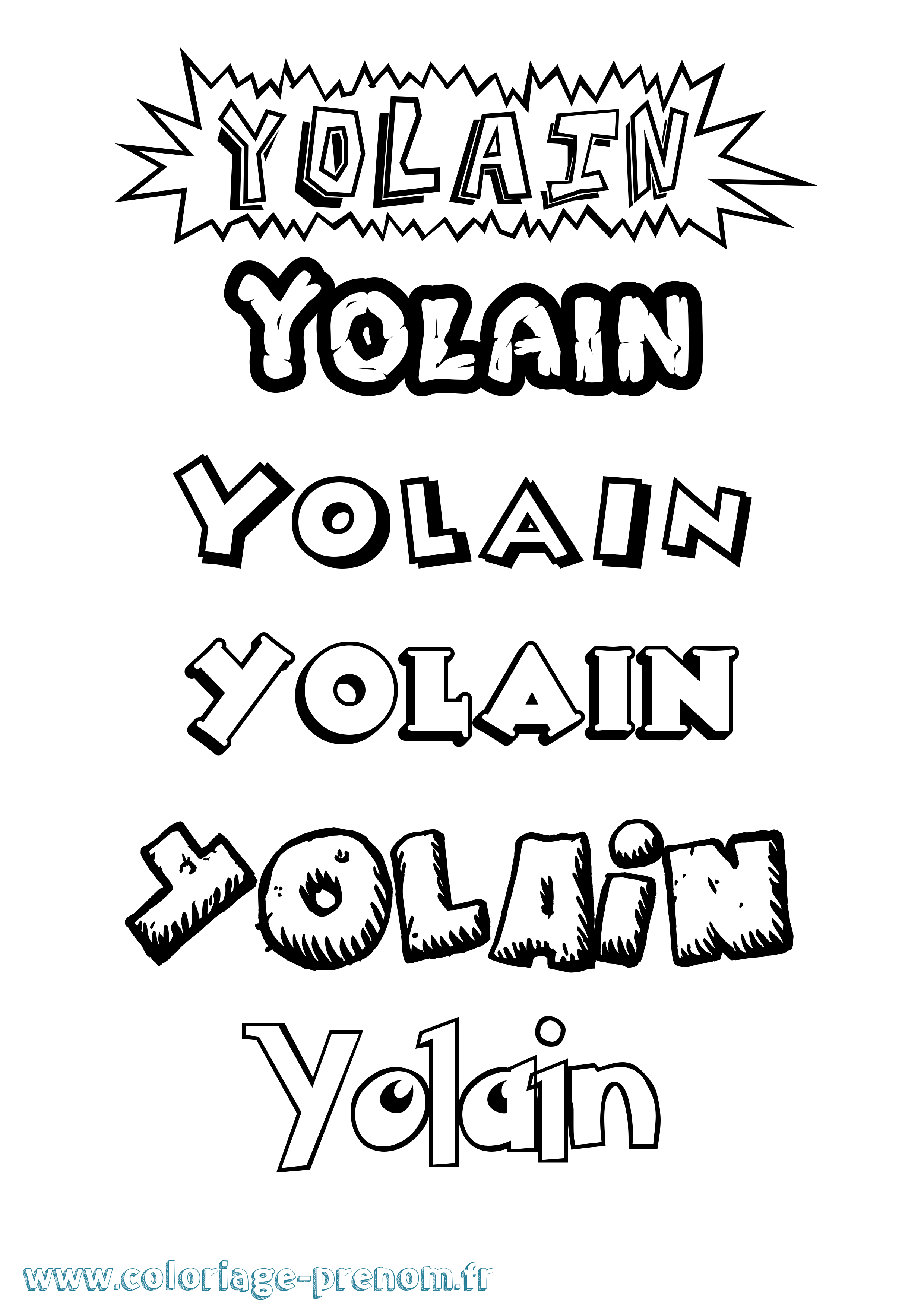 Coloriage Yolain Dessin Animé Coloriage prénom Yolain Dessin Animé