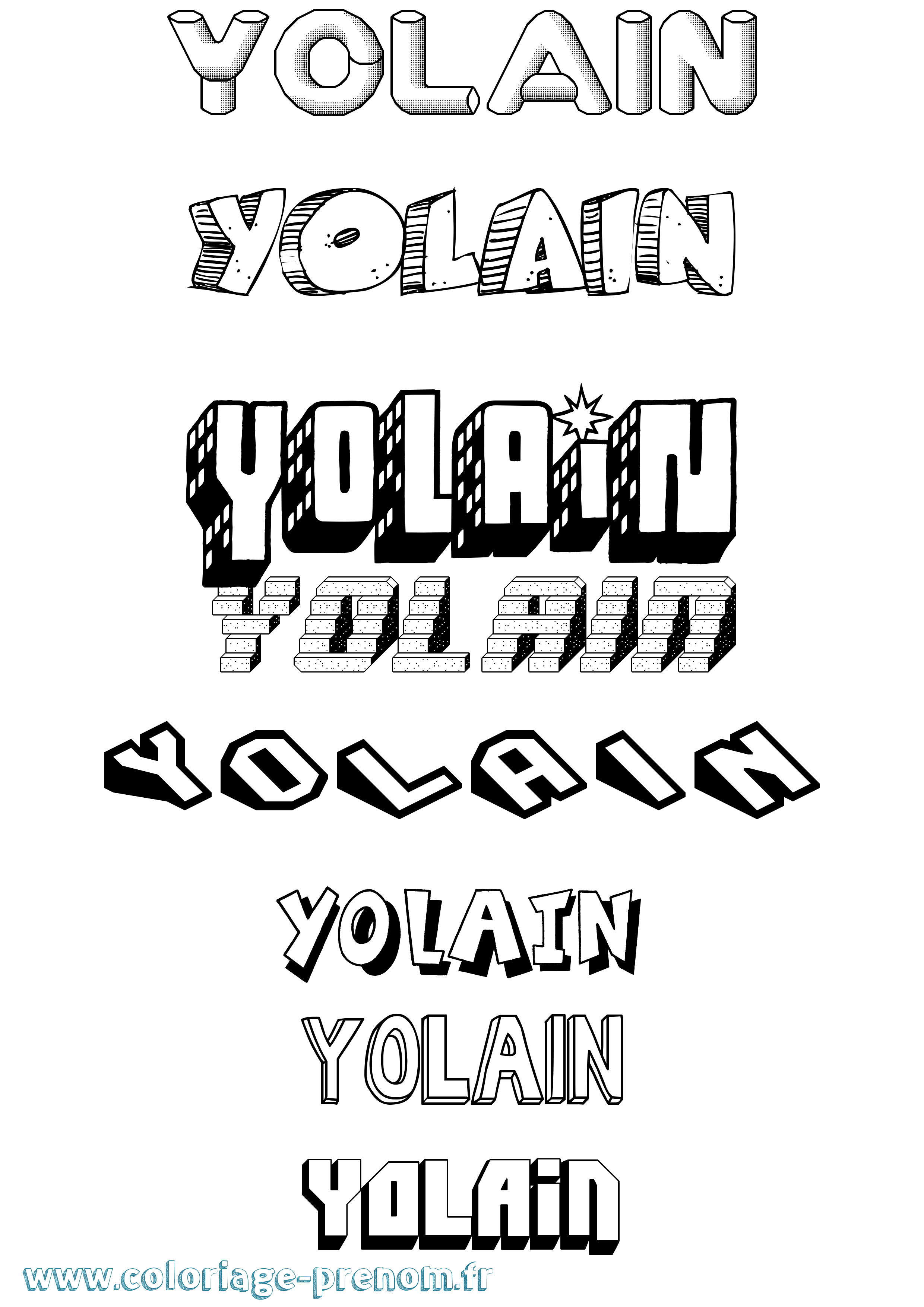 Coloriage Yolain Effet 3D Coloriage prénom Yolain Effet 3D