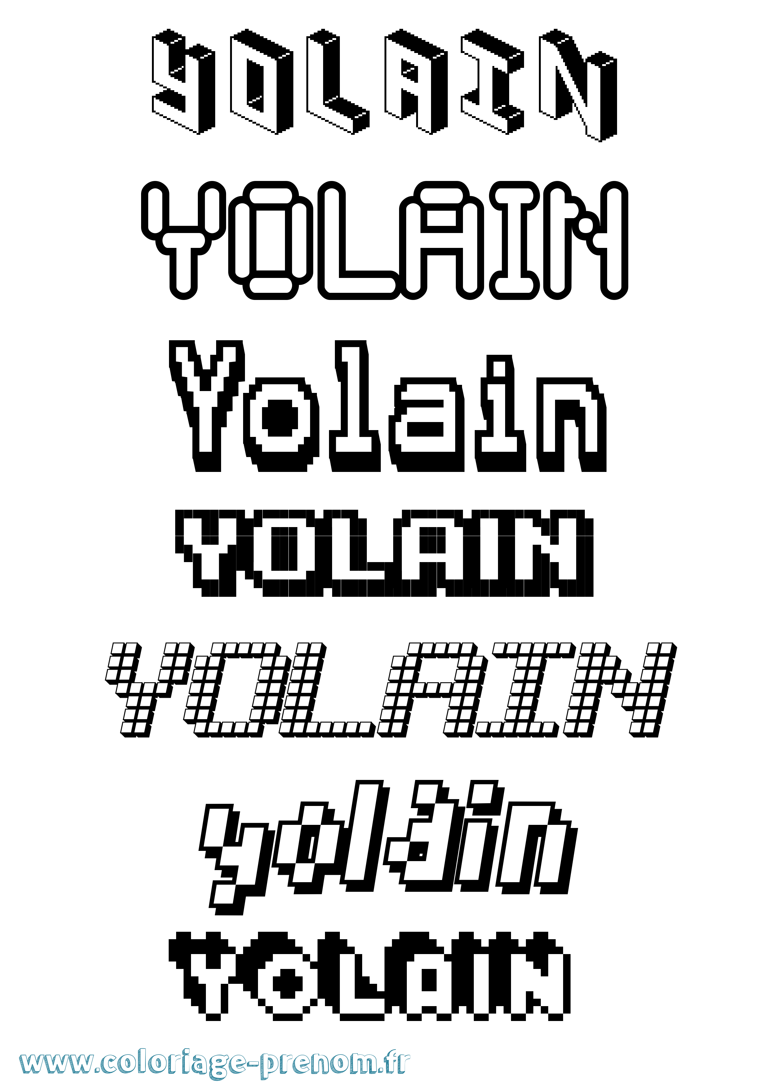Coloriage Yolain Pixel Coloriage prénom Yolain Pixel