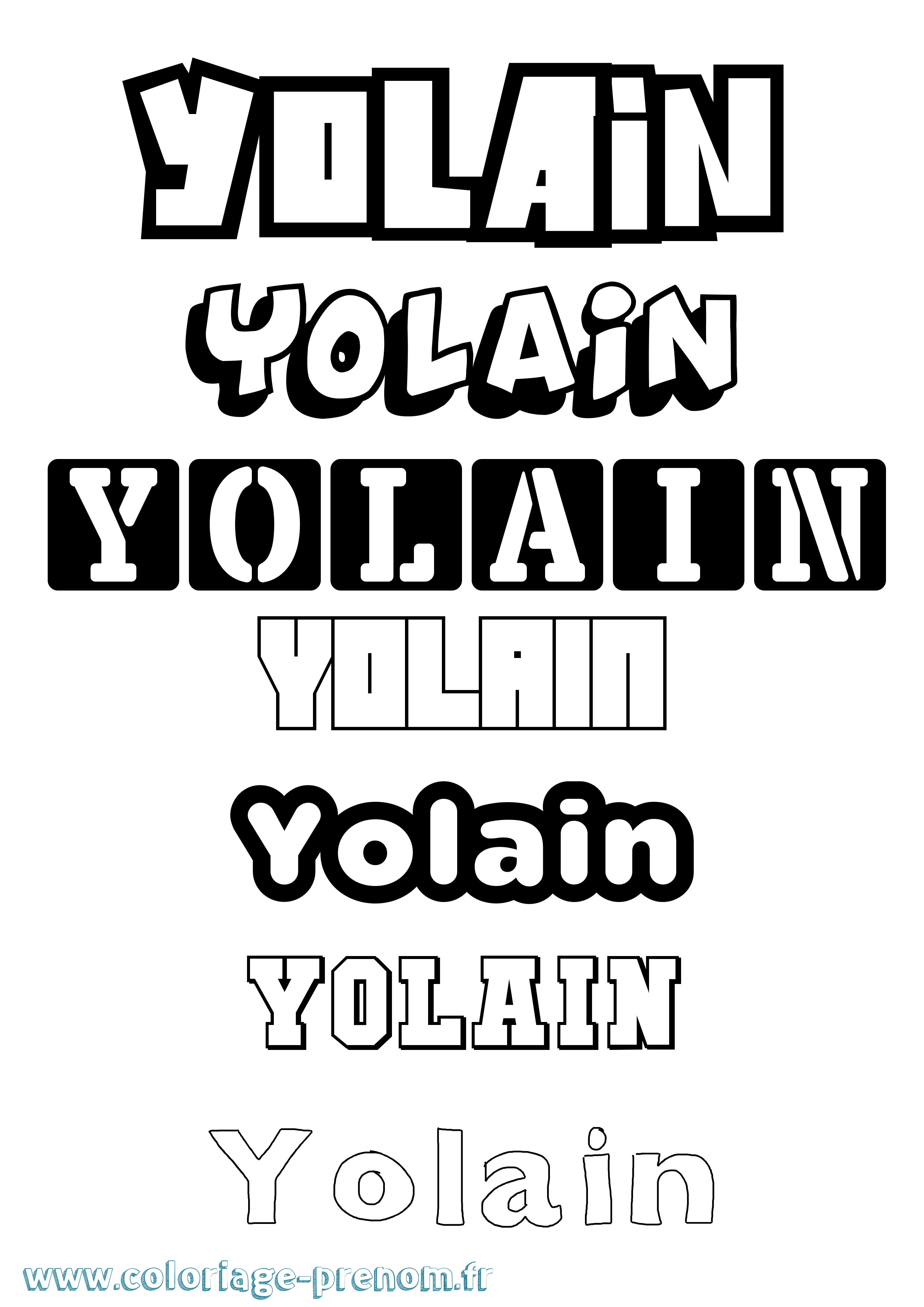 Coloriage Yolain Simple Coloriage prénom Yolain Simple