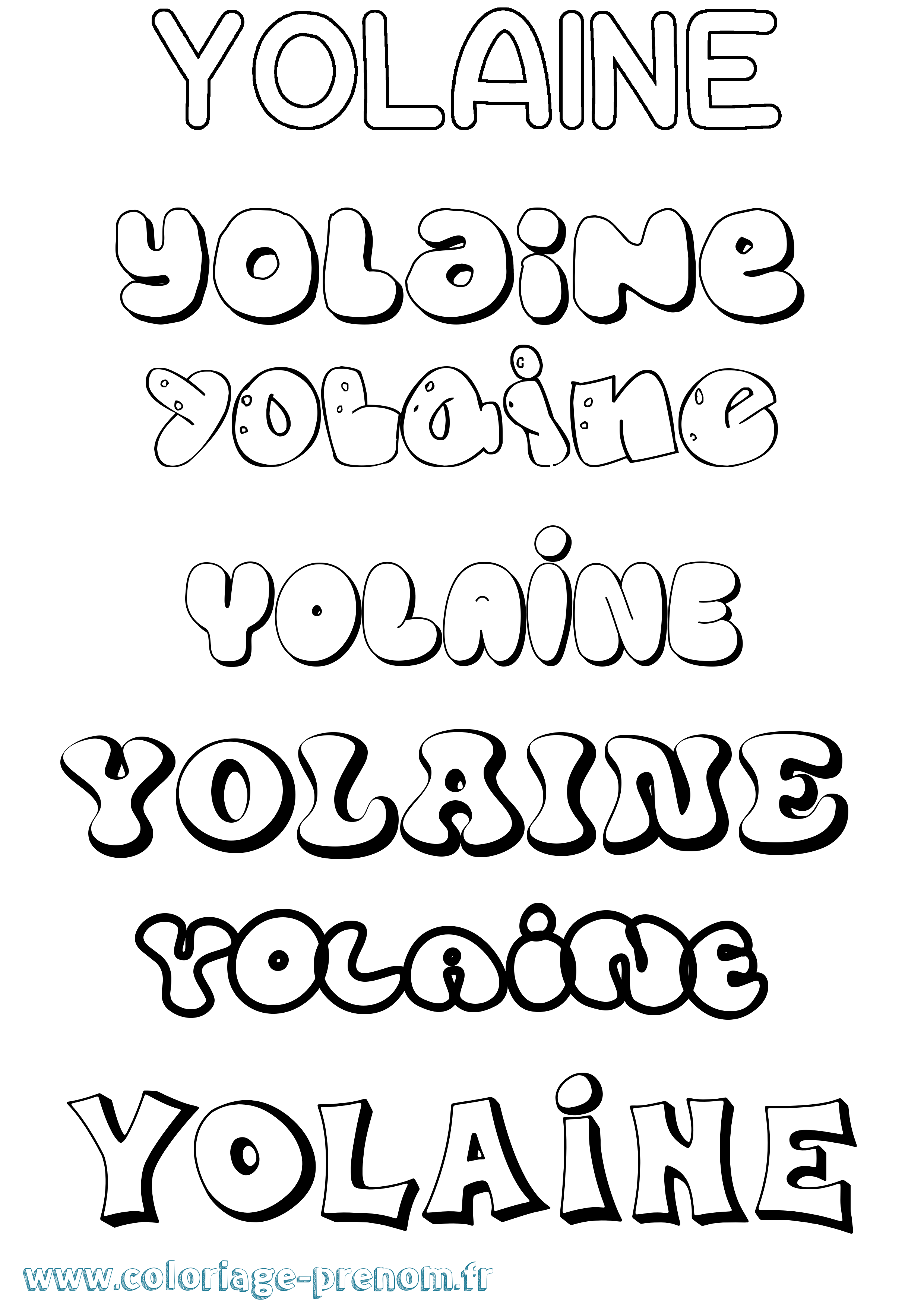 Coloriage Yolaine Bubble Coloriage prénom Yolaine Bubble