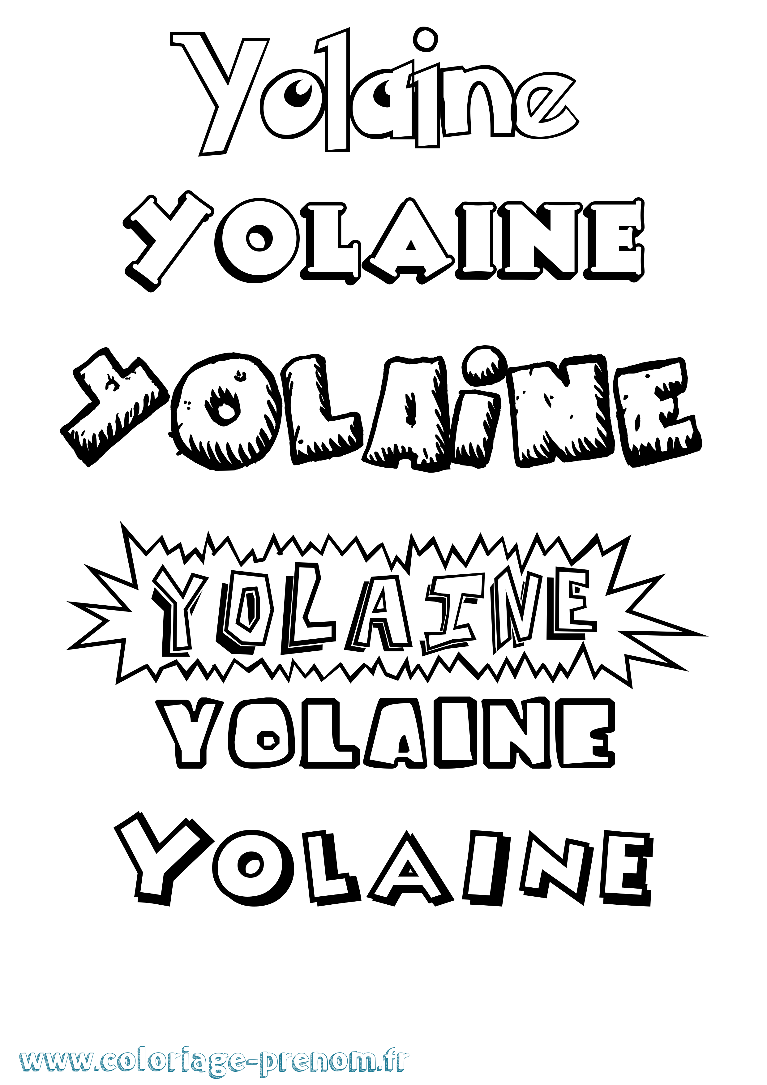 Coloriage Yolaine Dessin Animé Coloriage prénom Yolaine Dessin Animé