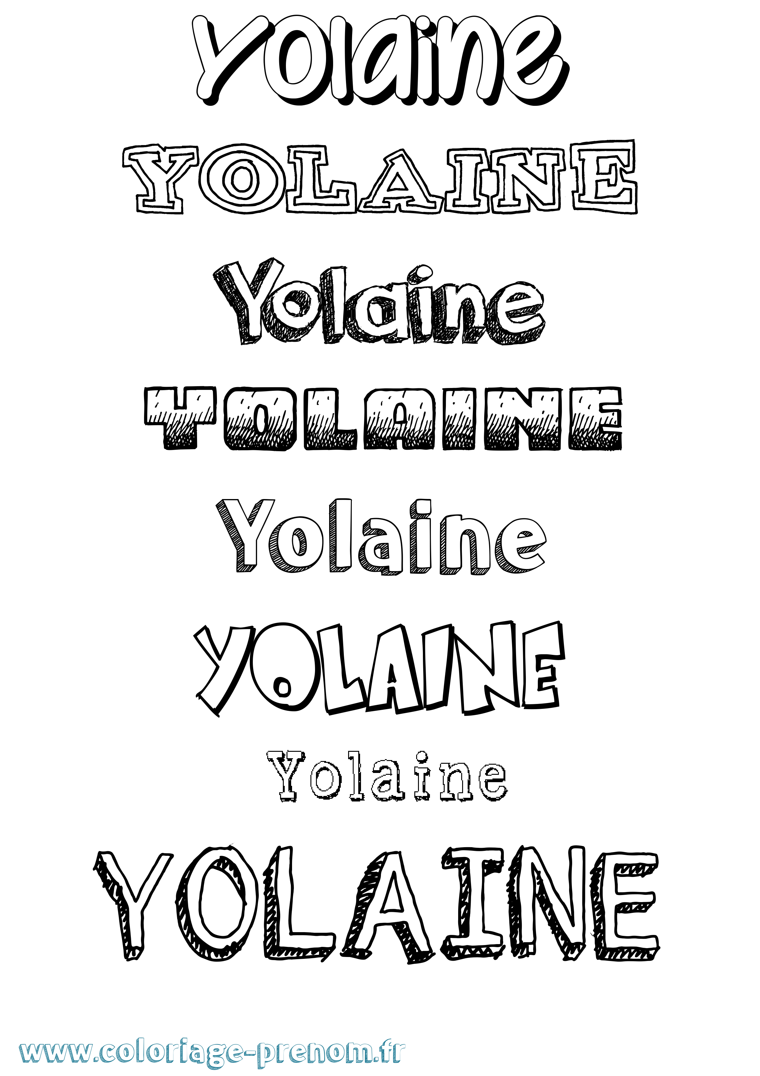 Coloriage Yolaine Dessiné Coloriage prénom Yolaine Dessiné