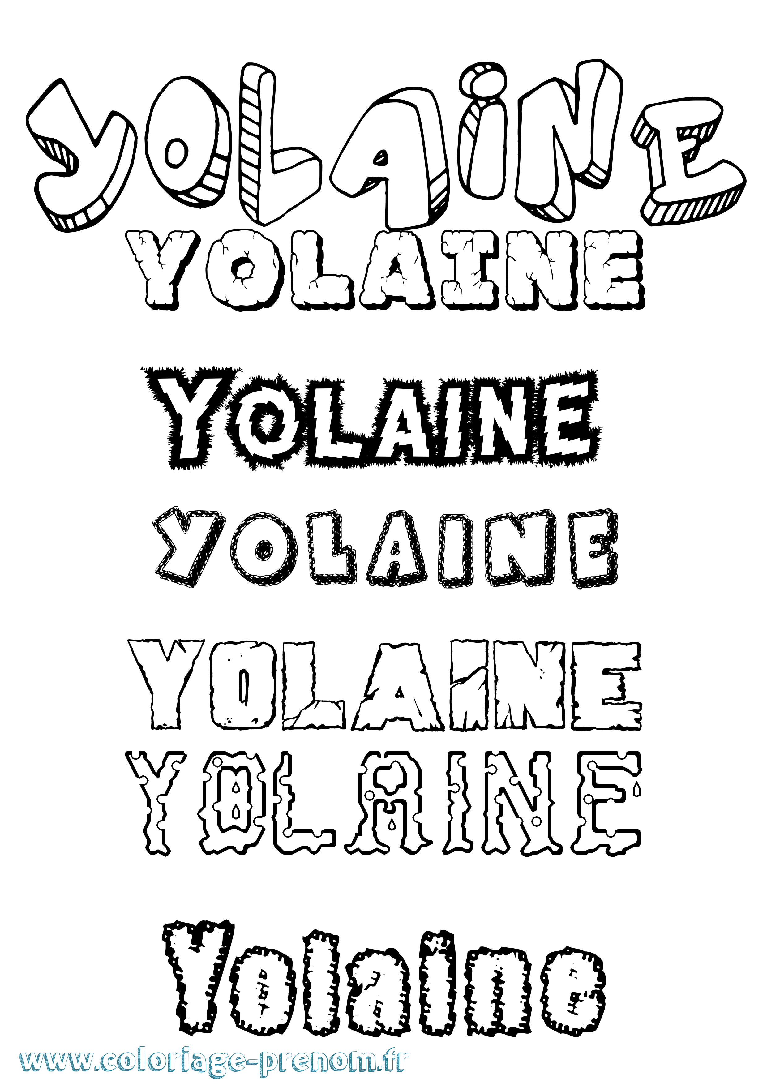 Coloriage Yolaine Destructuré Coloriage prénom Yolaine Destructuré