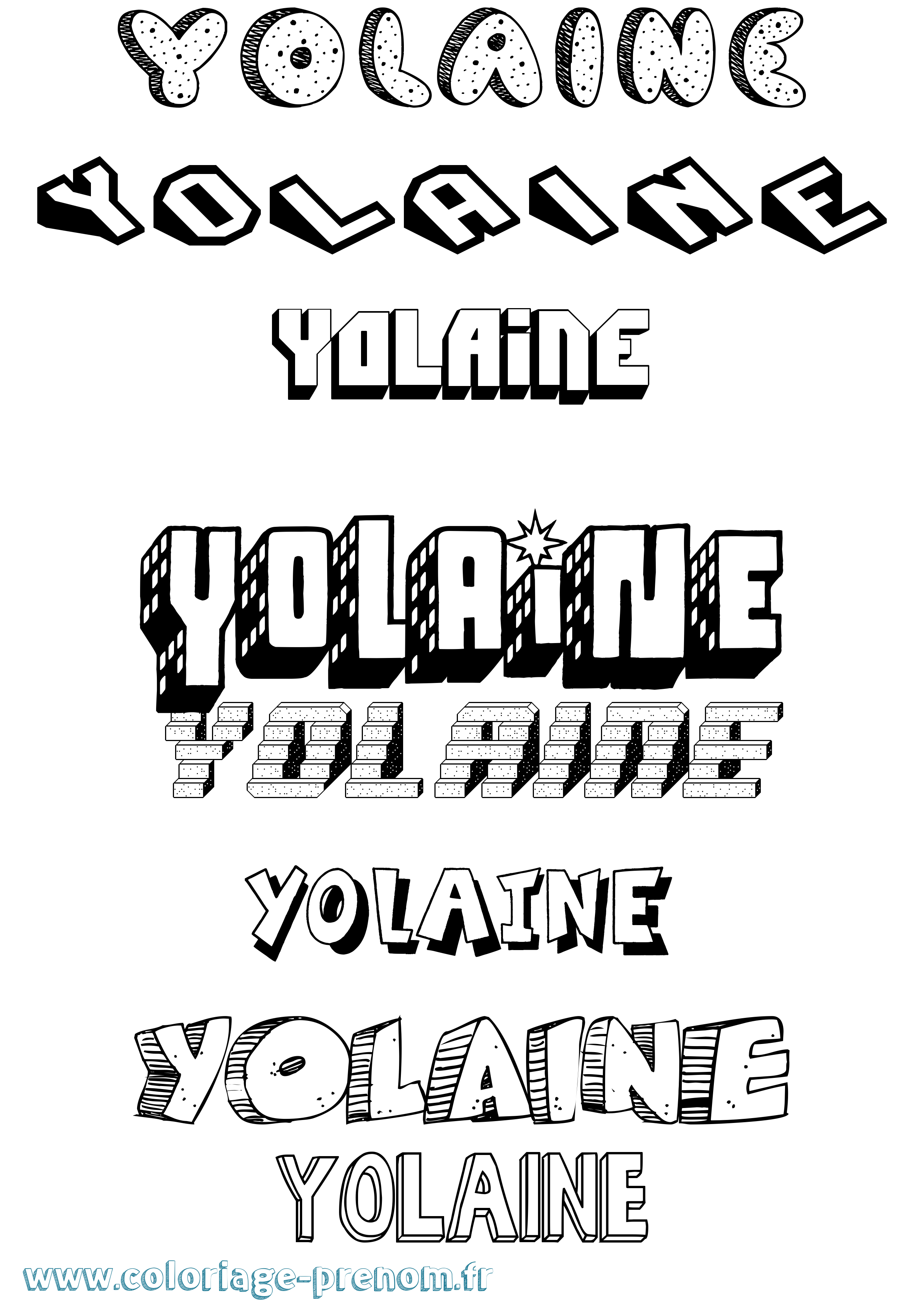 Coloriage Yolaine Effet 3D Coloriage prénom Yolaine Effet 3D
