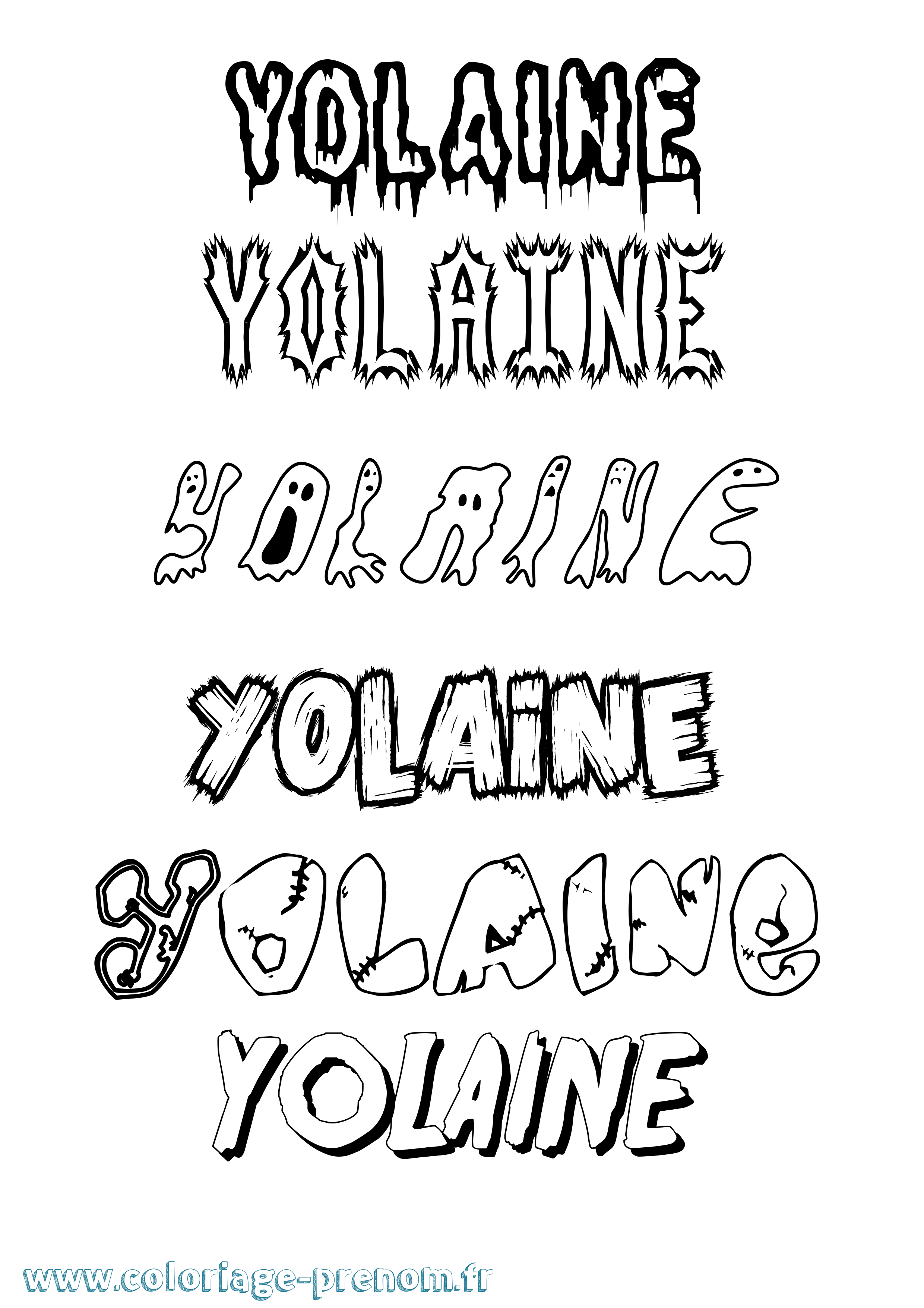 Coloriage Yolaine Frisson Coloriage prénom Yolaine Frisson