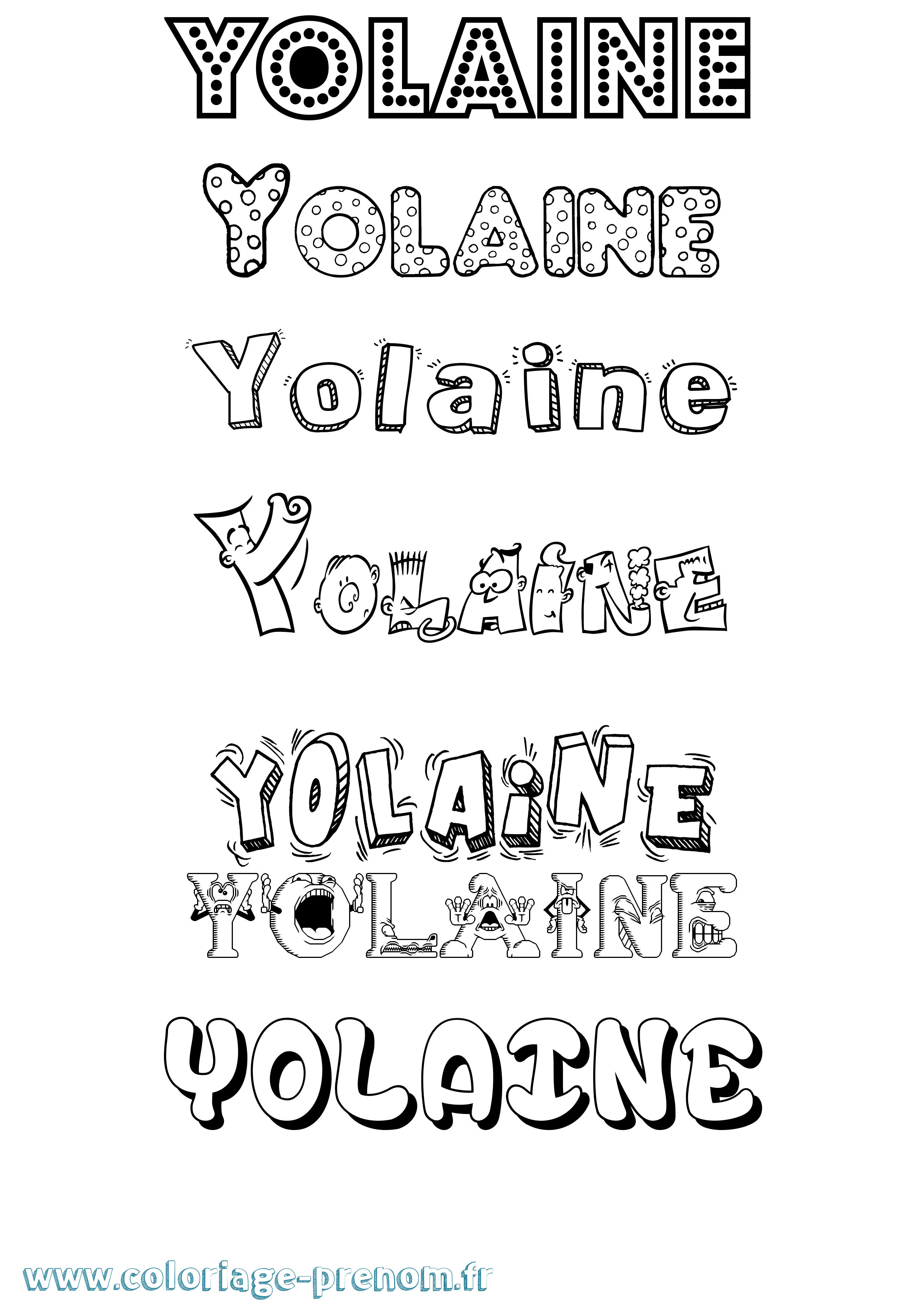 Coloriage Yolaine Fun Coloriage prénom Yolaine Fun