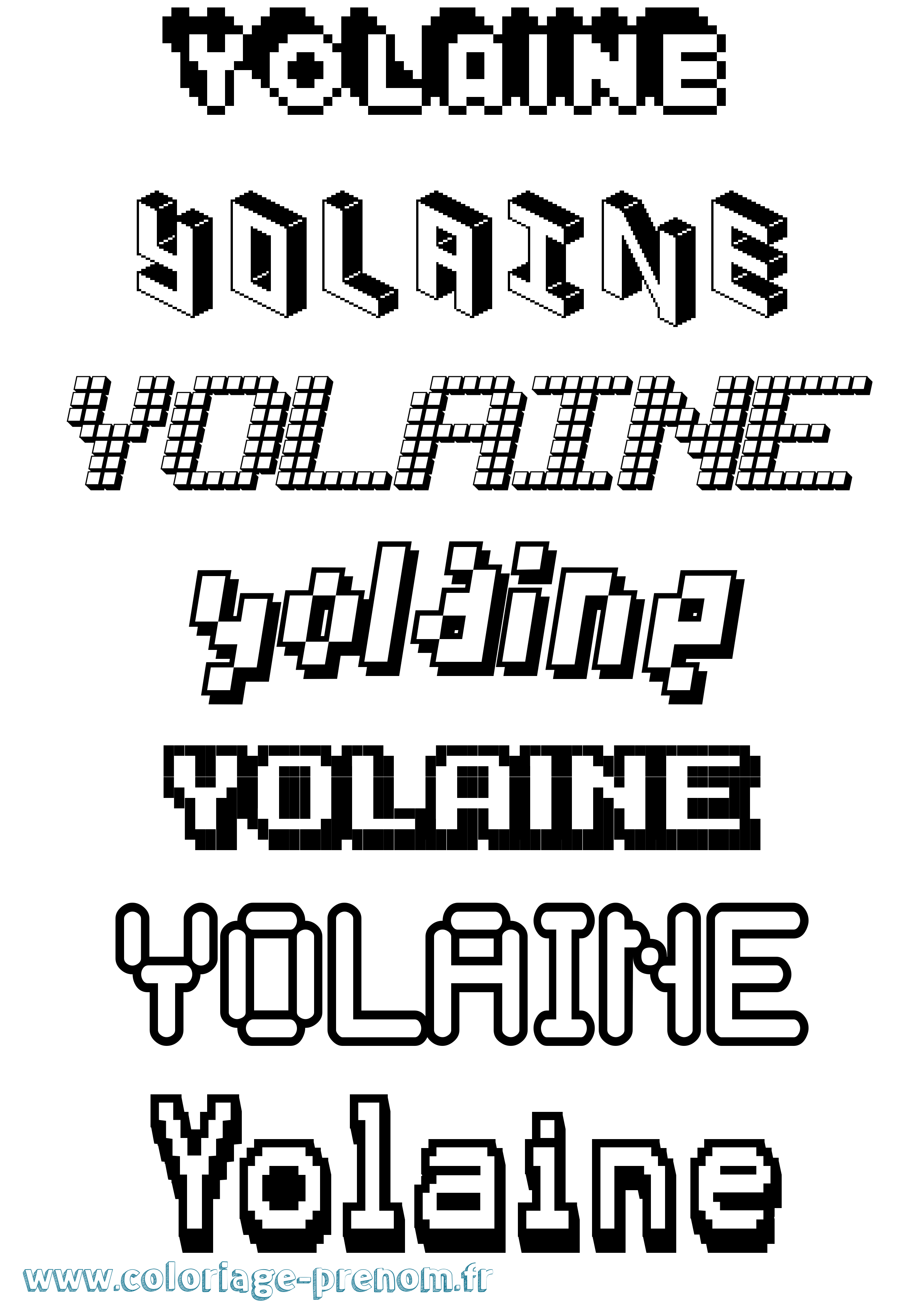 Coloriage Yolaine Pixel Coloriage prénom Yolaine Pixel