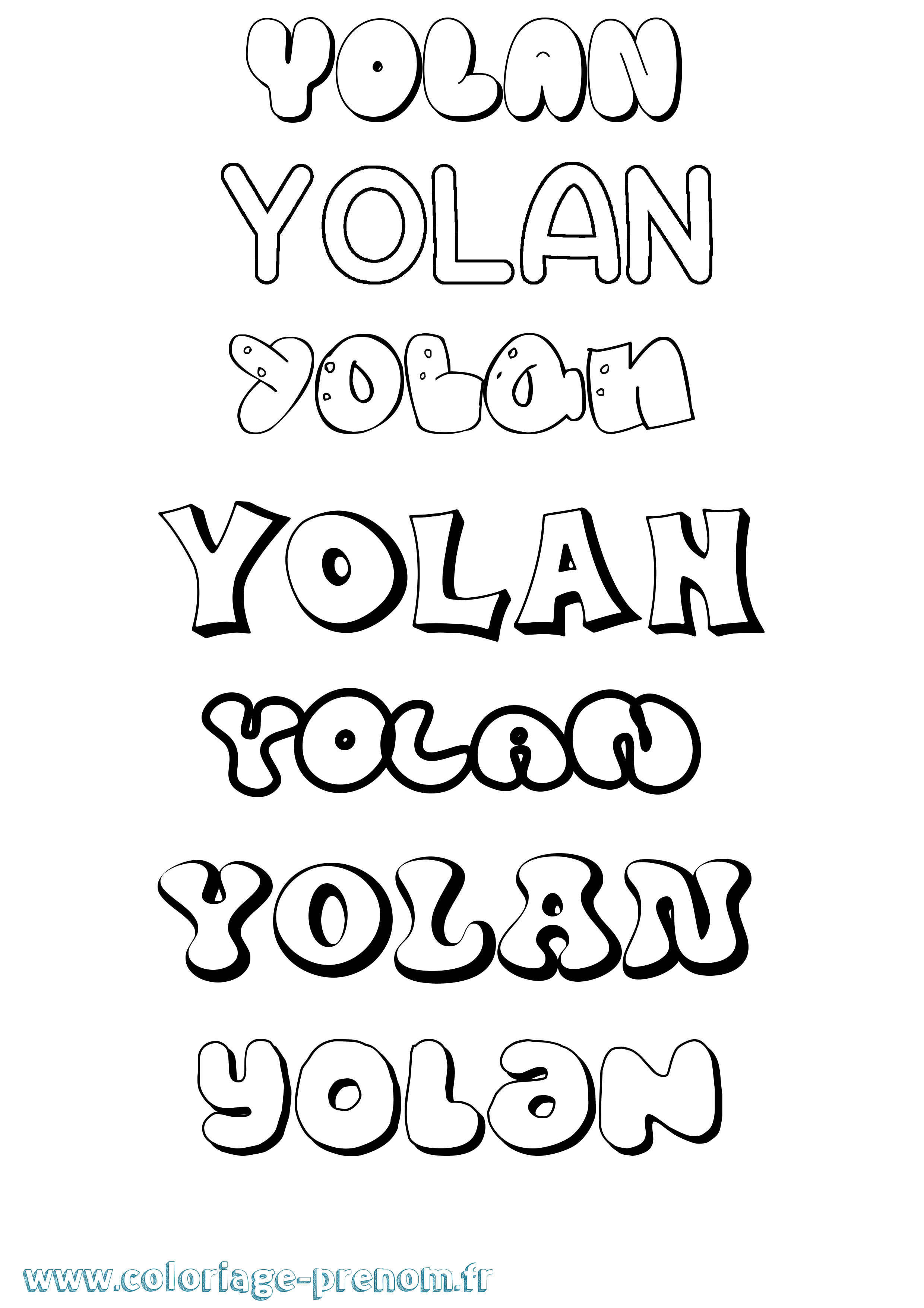 Coloriage Yolan Bubble Coloriage prénom Yolan Bubble