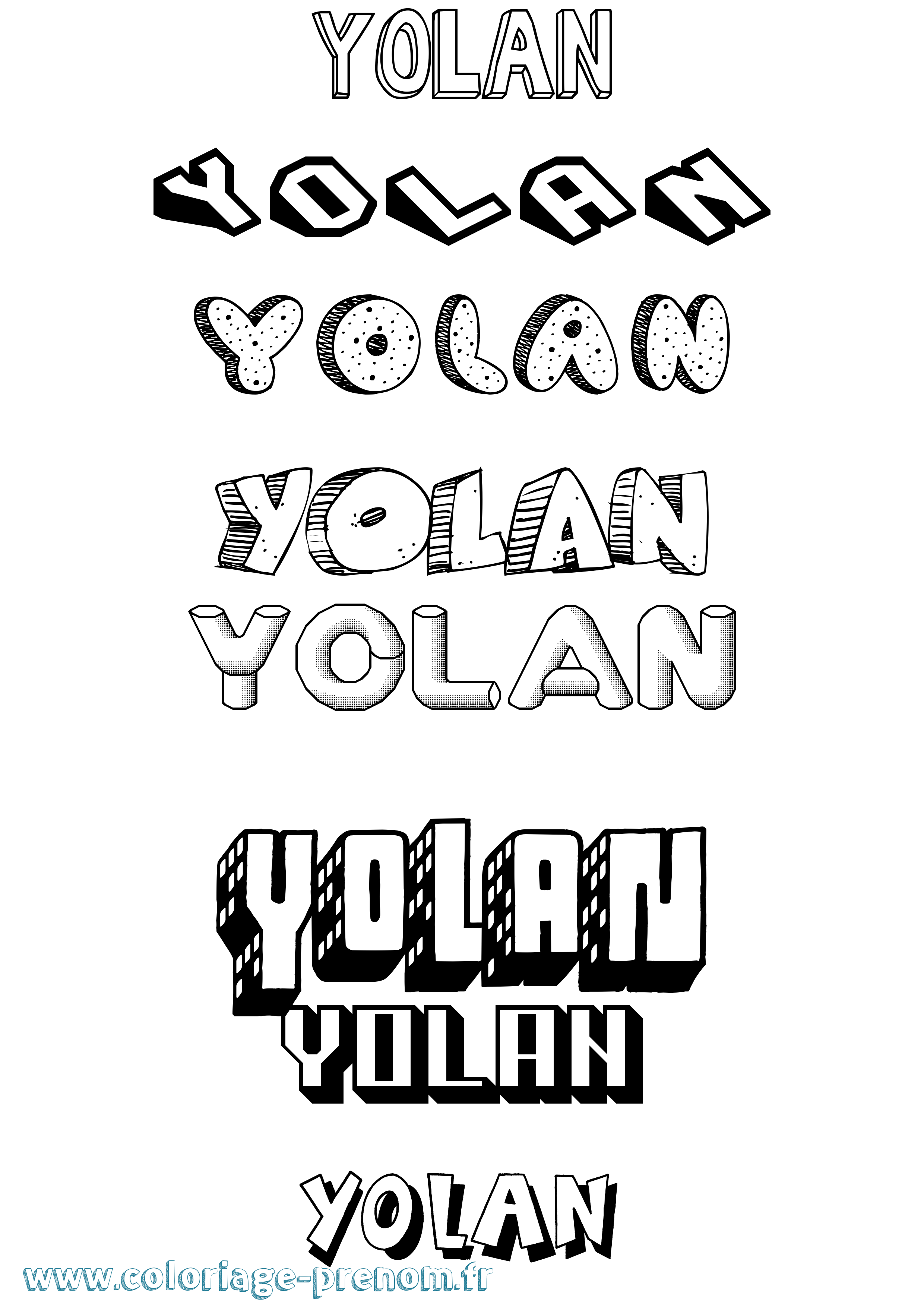 Coloriage Yolan Effet 3D Coloriage prénom Yolan Effet 3D