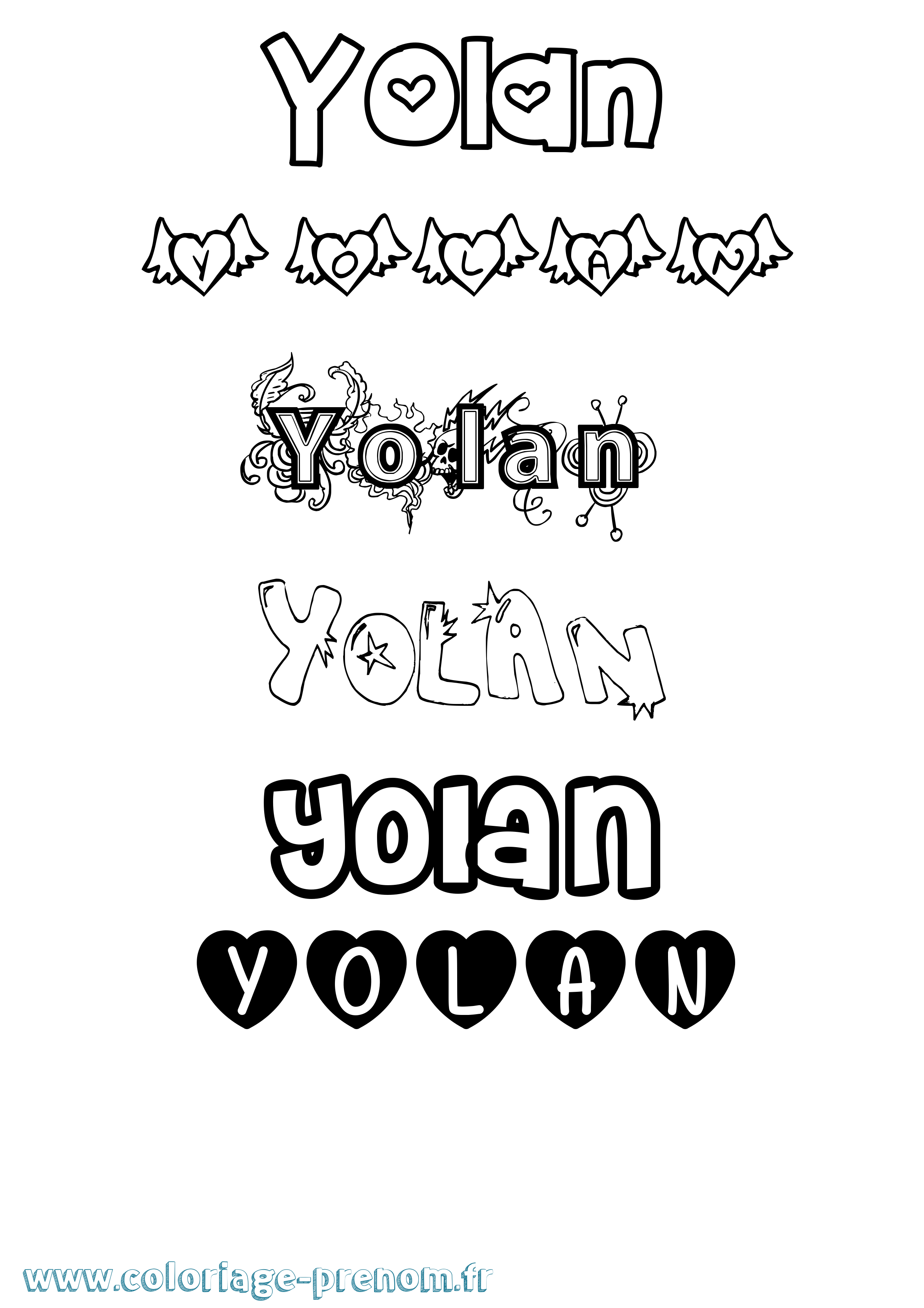 Coloriage Yolan Girly Coloriage prénom Yolan Girly
