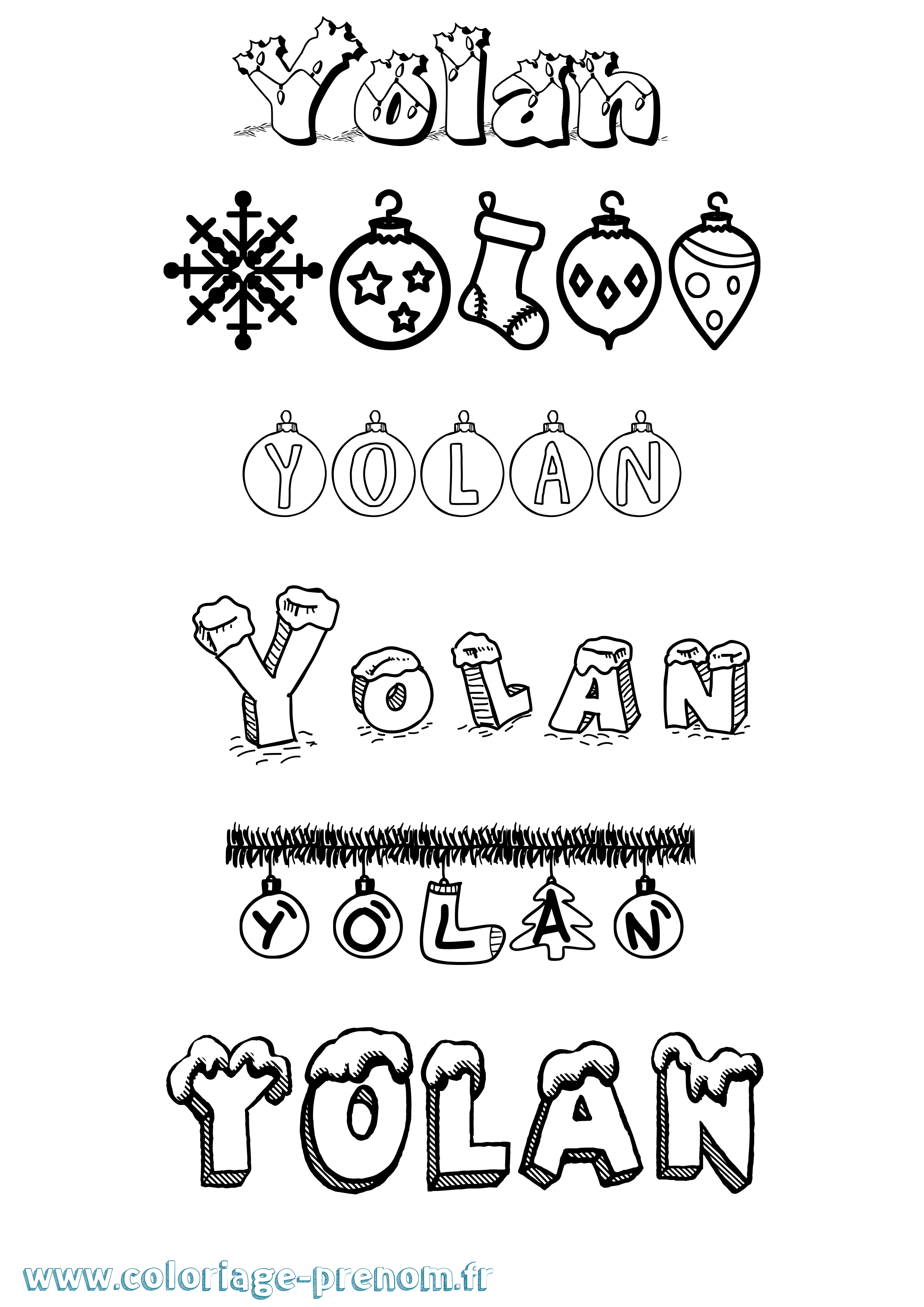 Coloriage Yolan Noël Coloriage prénom Yolan Noël