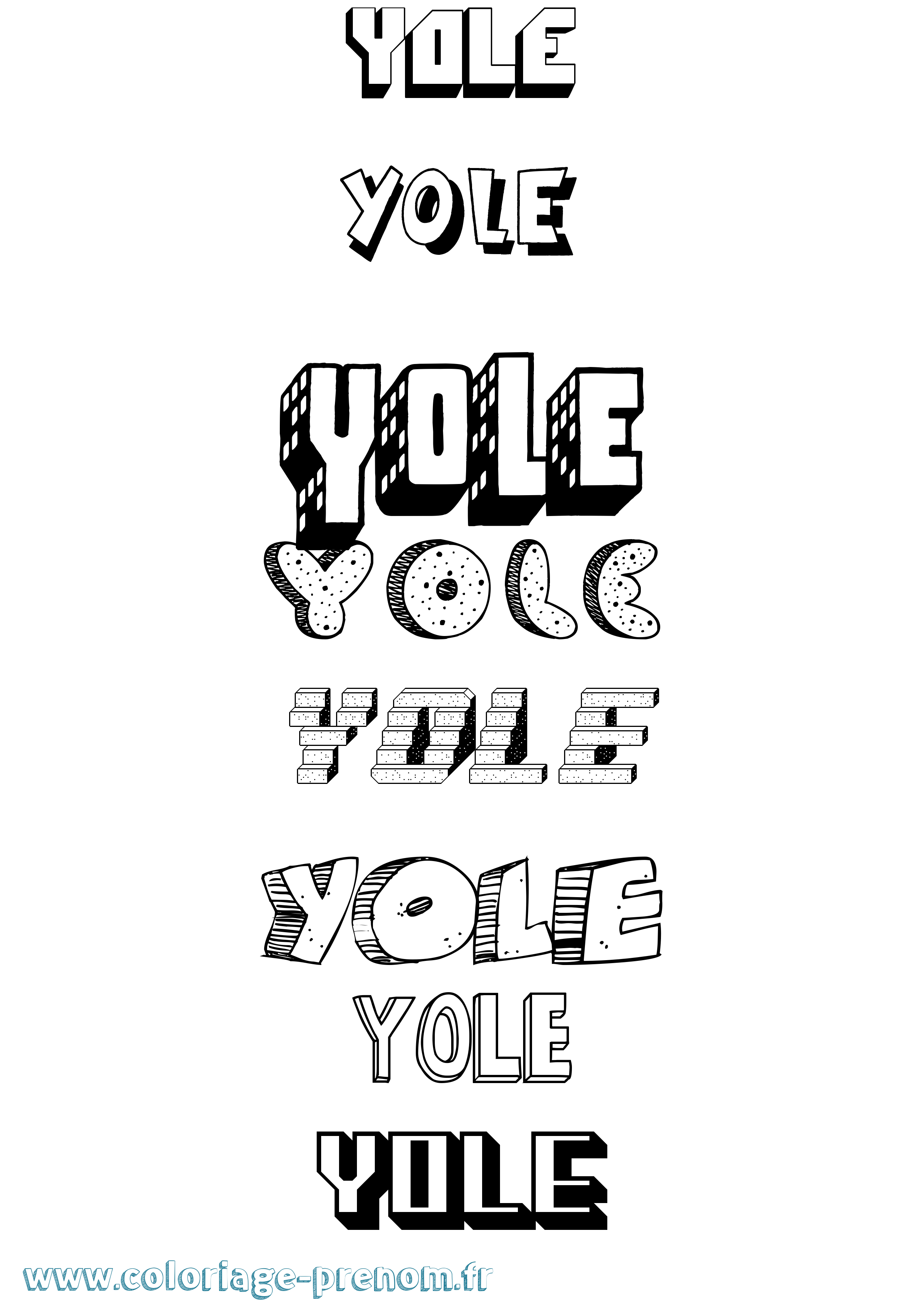 Coloriage Yole Effet 3D Coloriage prénom Yole Effet 3D