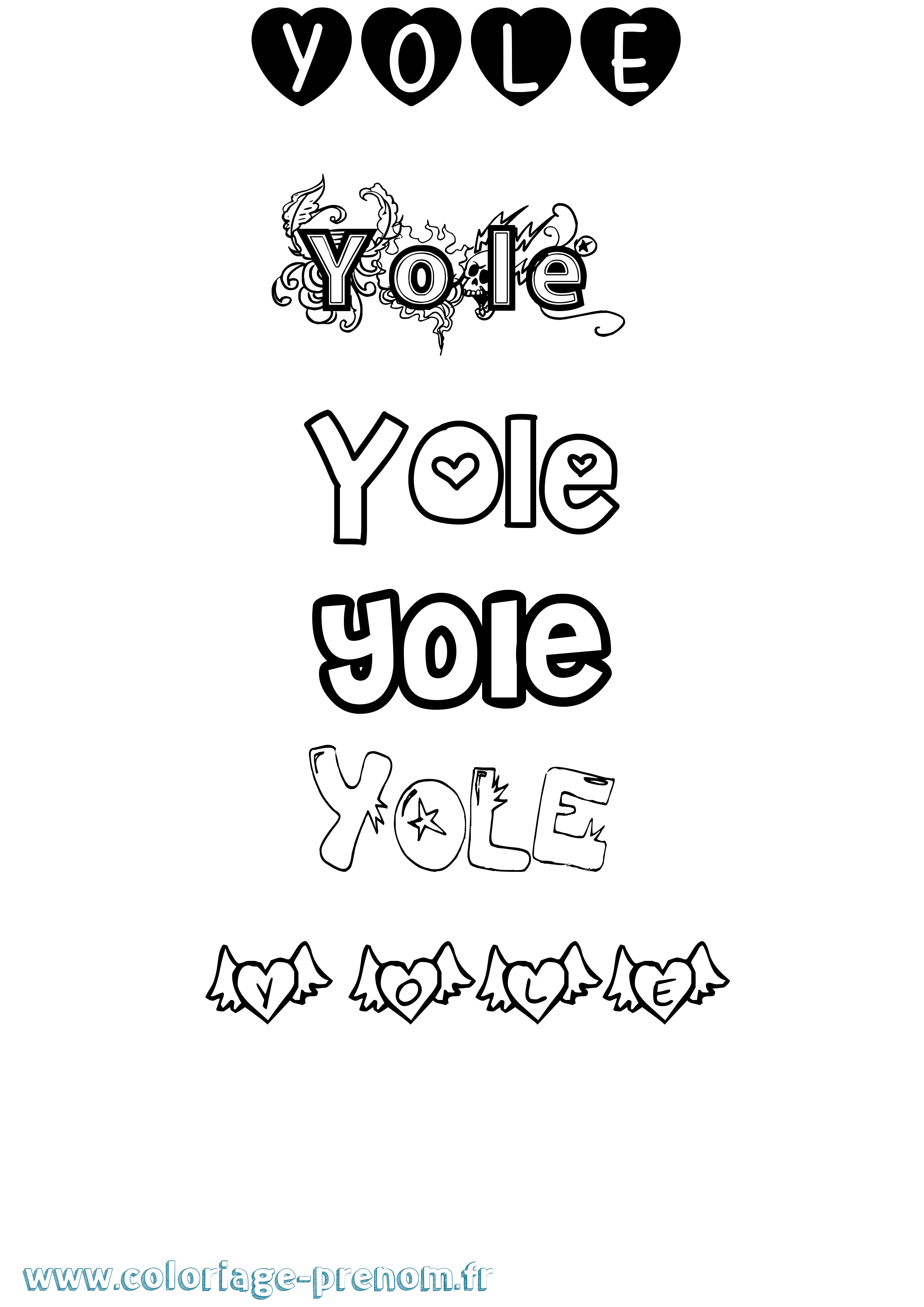 Coloriage Yole Girly Coloriage prénom Yole Girly