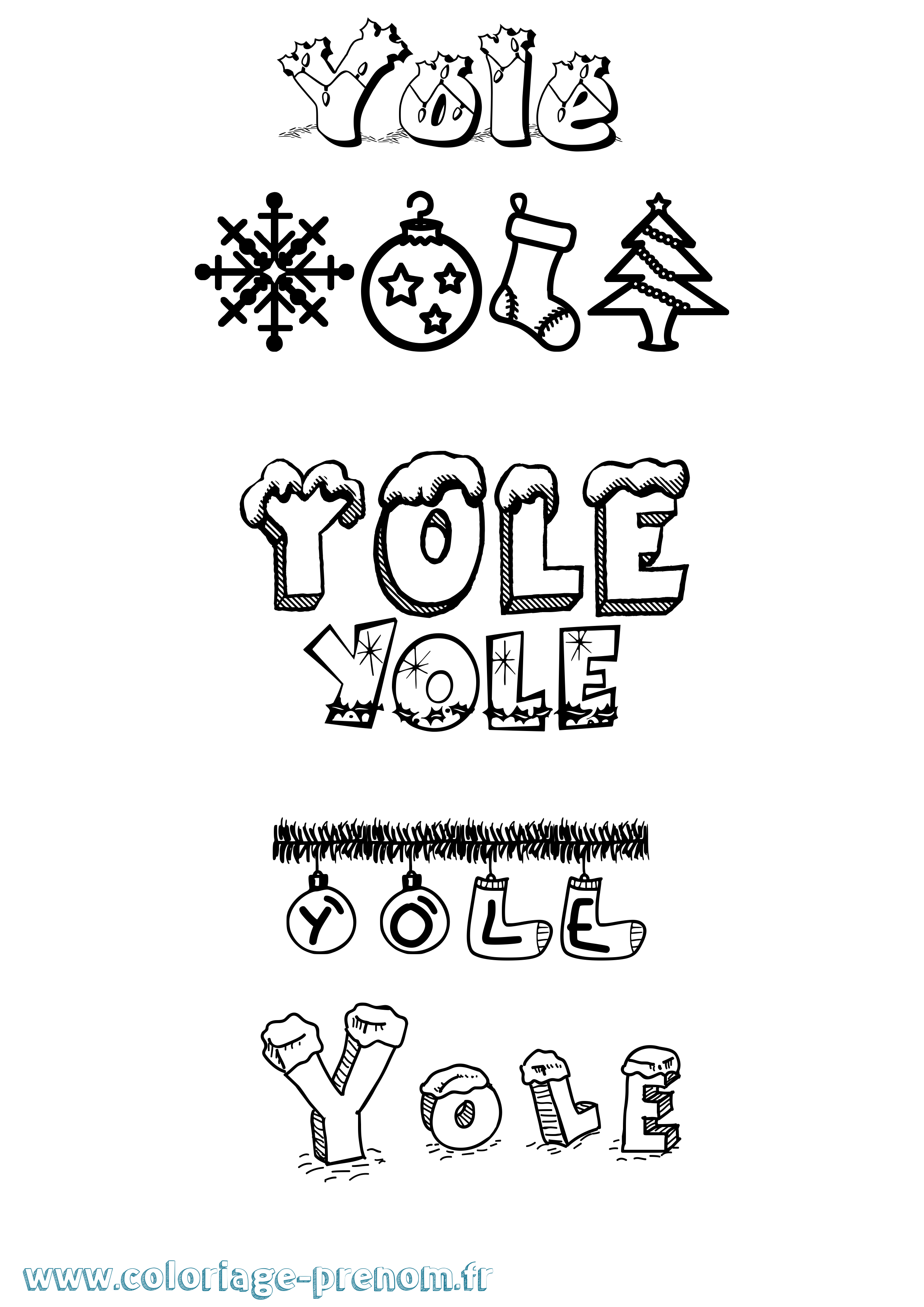Coloriage Yole Noël Coloriage prénom Yole Noël