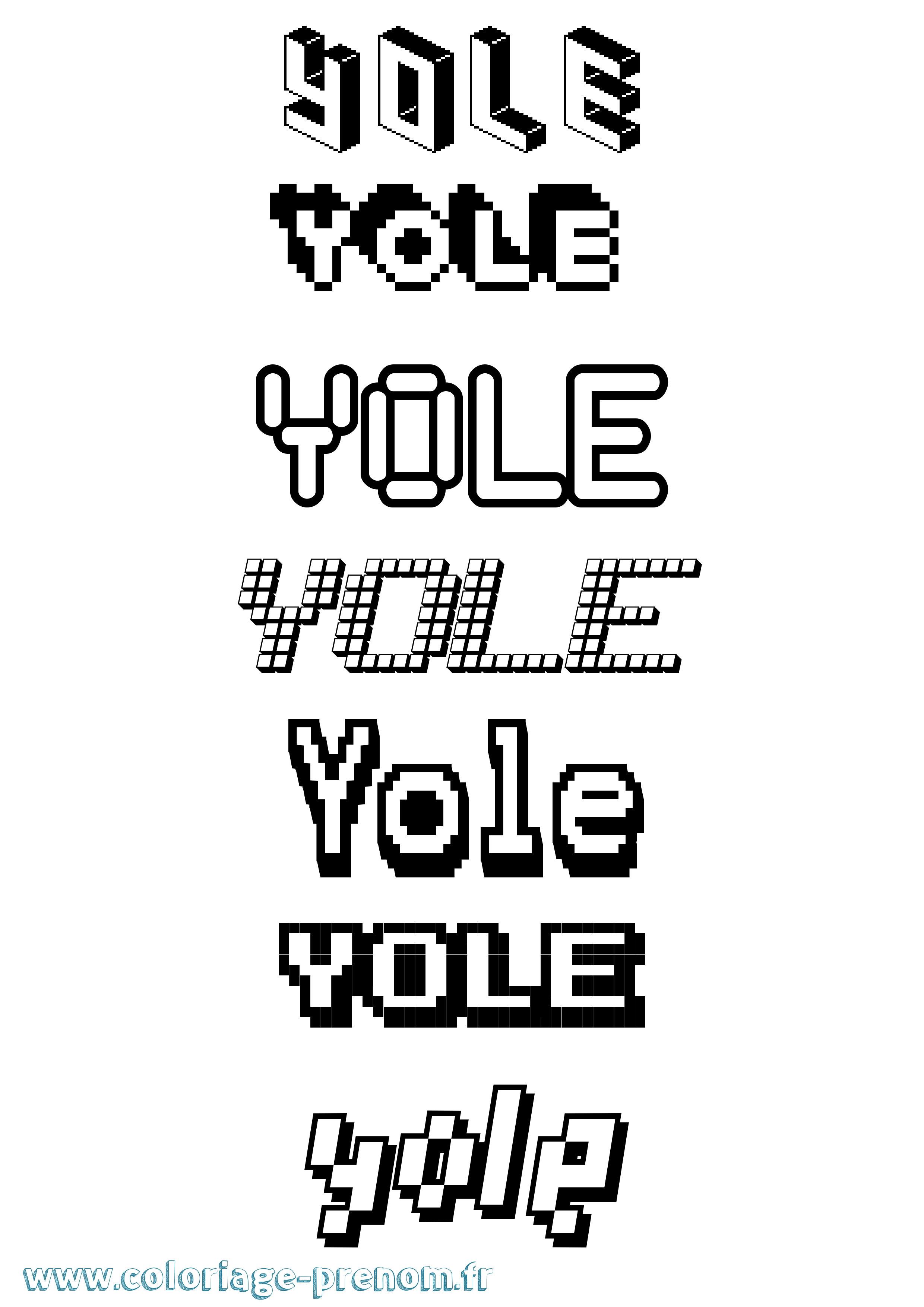 Coloriage Yole Pixel Coloriage prénom Yole Pixel
